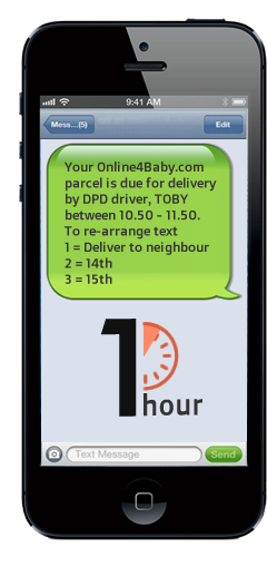 Recieve SMS notifications of your 1 hour DPD timeslot