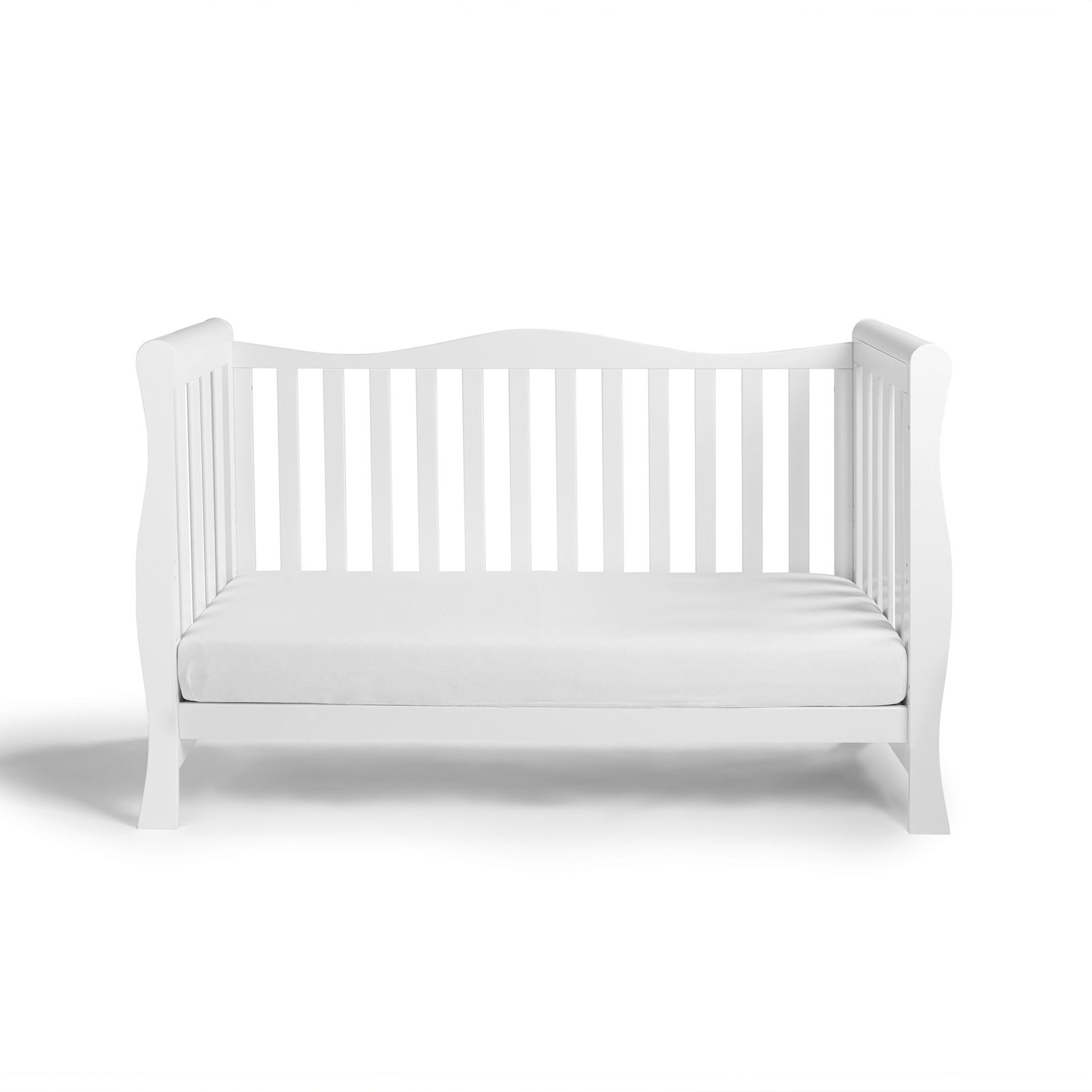 Puggle-Prestbury-Classic-Sleigh-Cot-Bed-&-No-Drawer-White