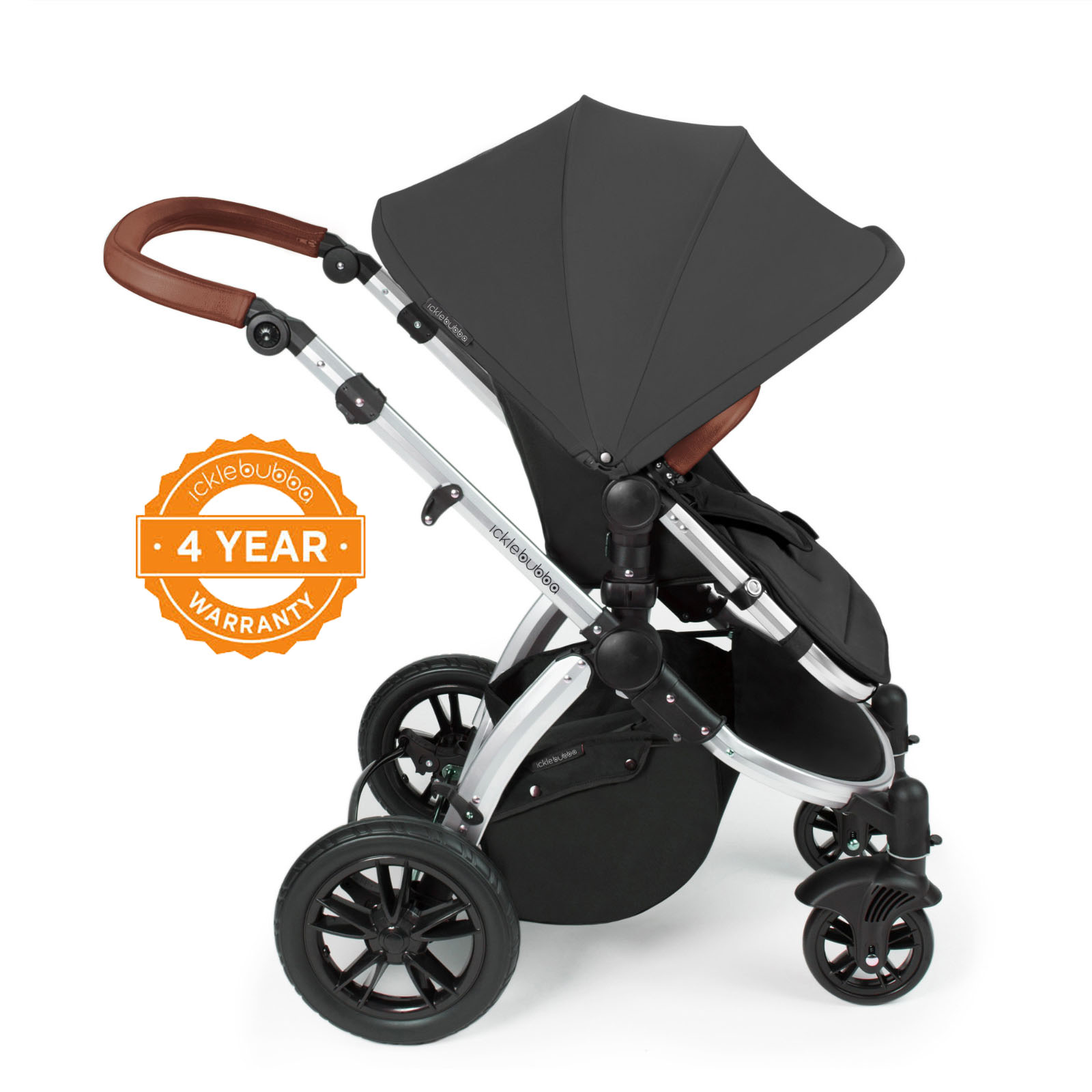 Stomp V3 Pushchair Graphite Grey on Silver - Side View