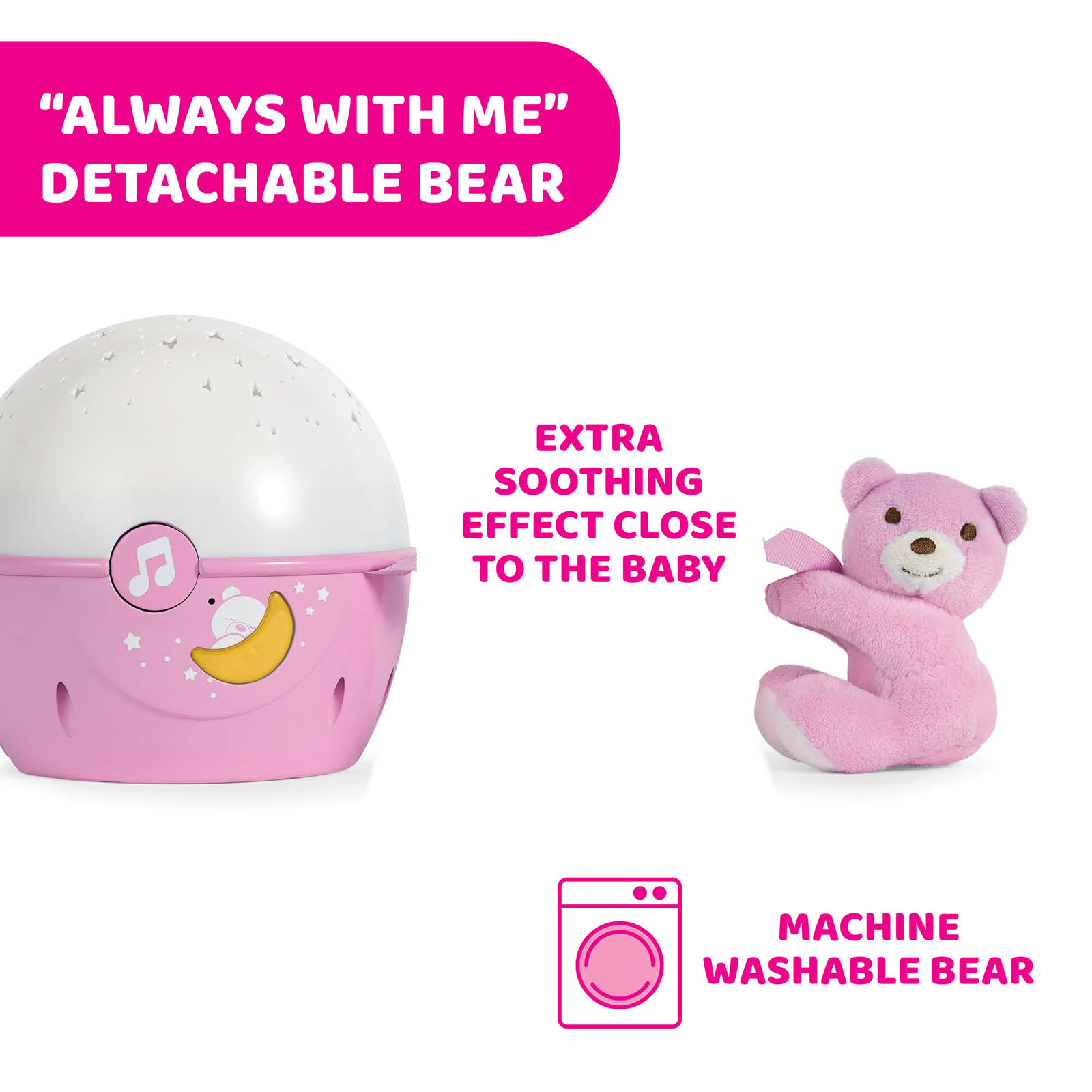 Nightlight Online4baby Musical with Melodies Chicco | Buy Pink at - Next2Stars Projector
