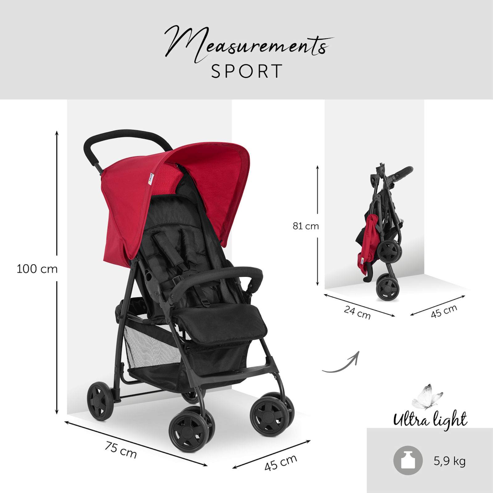 Hauck-Sport-Pushchair - Red