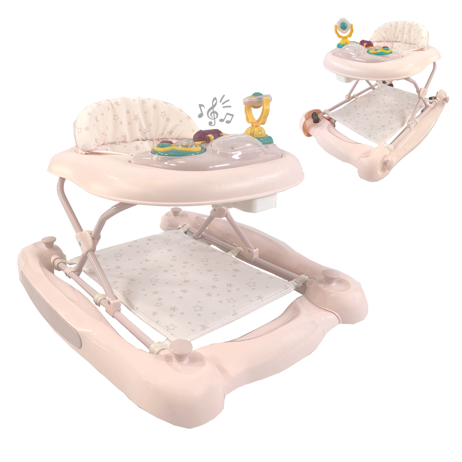 Puggle 3in1 Push Walk Rock Baby Walker Scattered Stars Pink