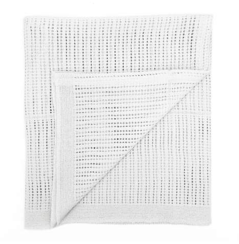 4baby Cot / Cot Bed Cellular Blanket - White