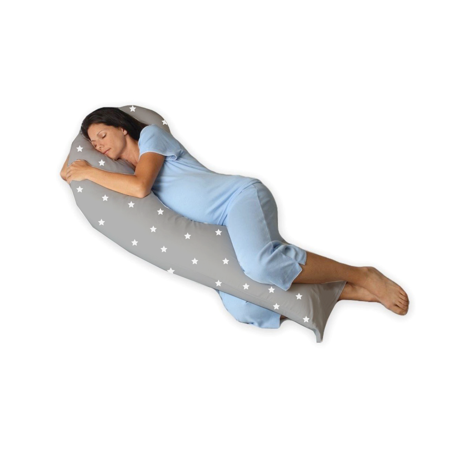 4baby 6ft Deluxe Body & Baby Support Pillow - Grey / White Stars
