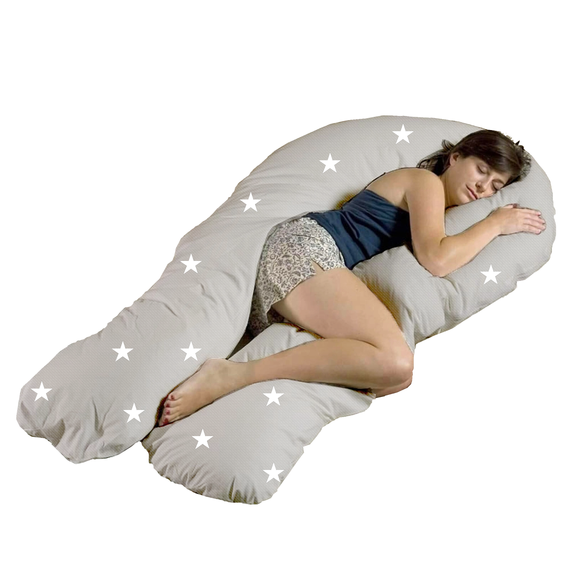 4baby 12ft Body & Baby Sleep Support Pillow - Grey / White Stars