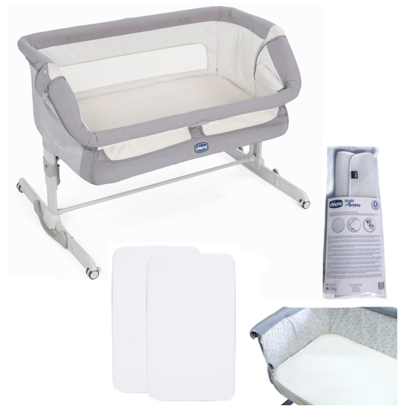 Chicco 4 Piece Next2me Dream Crib Bundle Graphite Grey Buy At