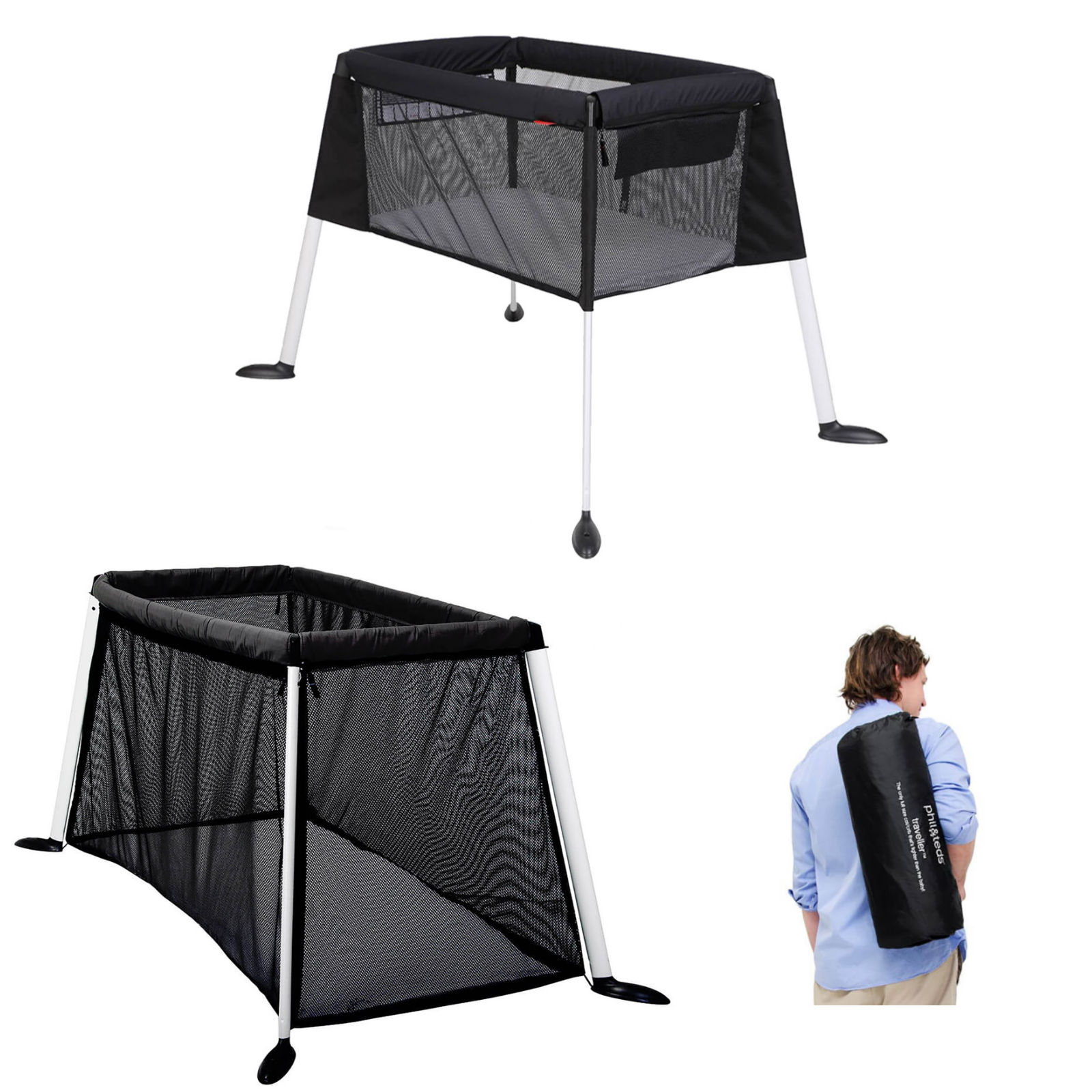 Phil & Teds 2in1 Traveller Travel Cot / Crib & Bassinet Accessory - Black
