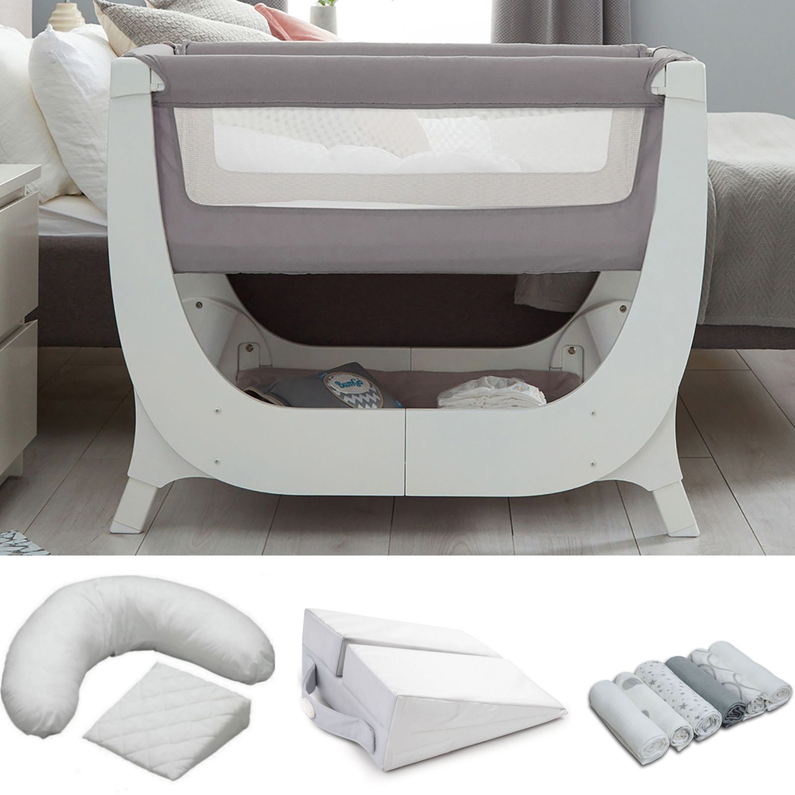 Shnuggle Air Bedside Crib With Crib Mattress Mum To Be Pillow
