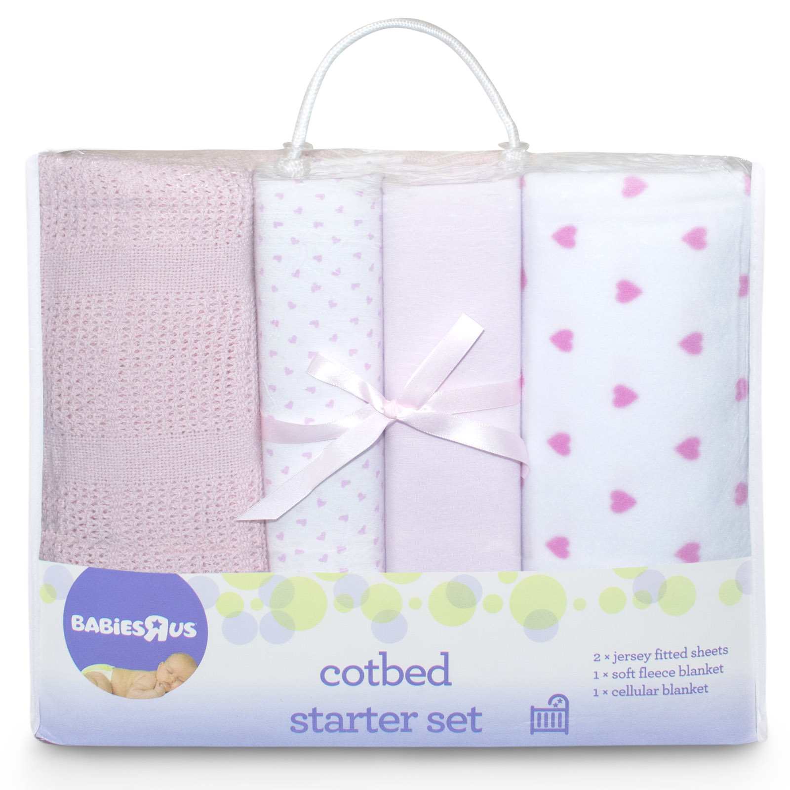 Babies R Us Mothercare 4 Piece Cot Bed Starter Set Pink Heart Buy At Online4baby