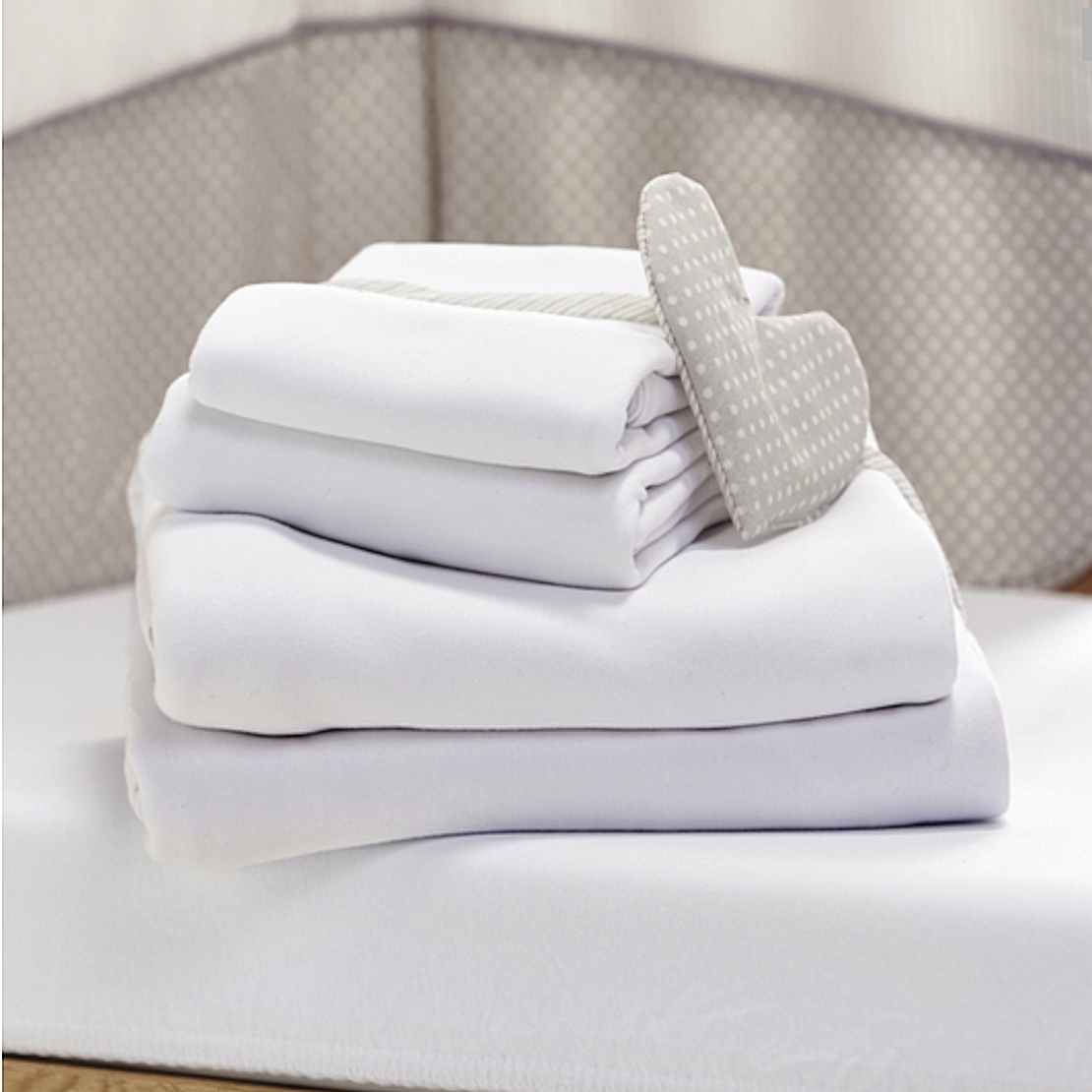 4Baby Moses Basket Fitted Jersey Sheets (2 Pack) - White