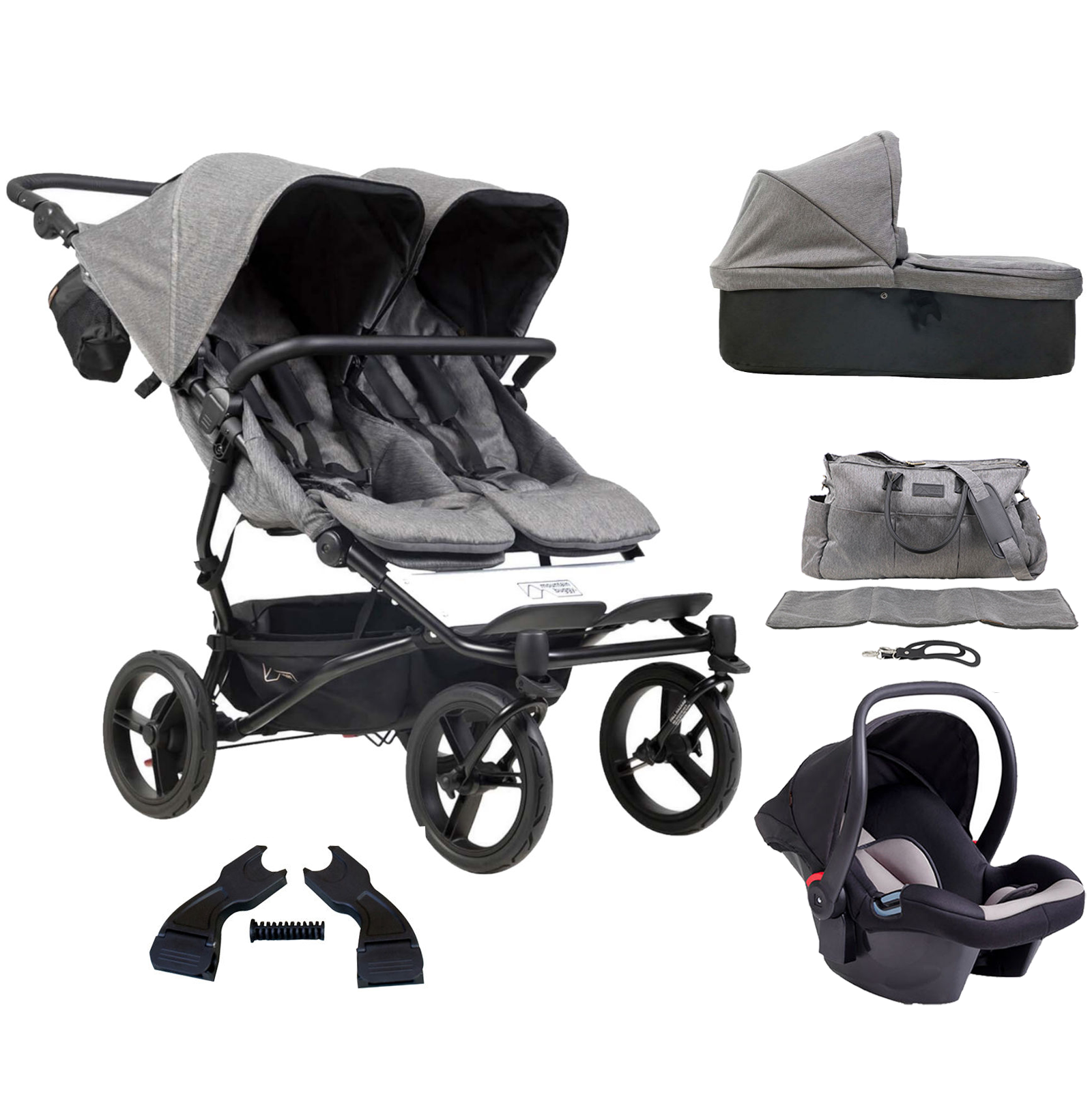 Mountain Buggy Duet Luxury Twin (Protect) Travel System With Carrycot - Herringbone