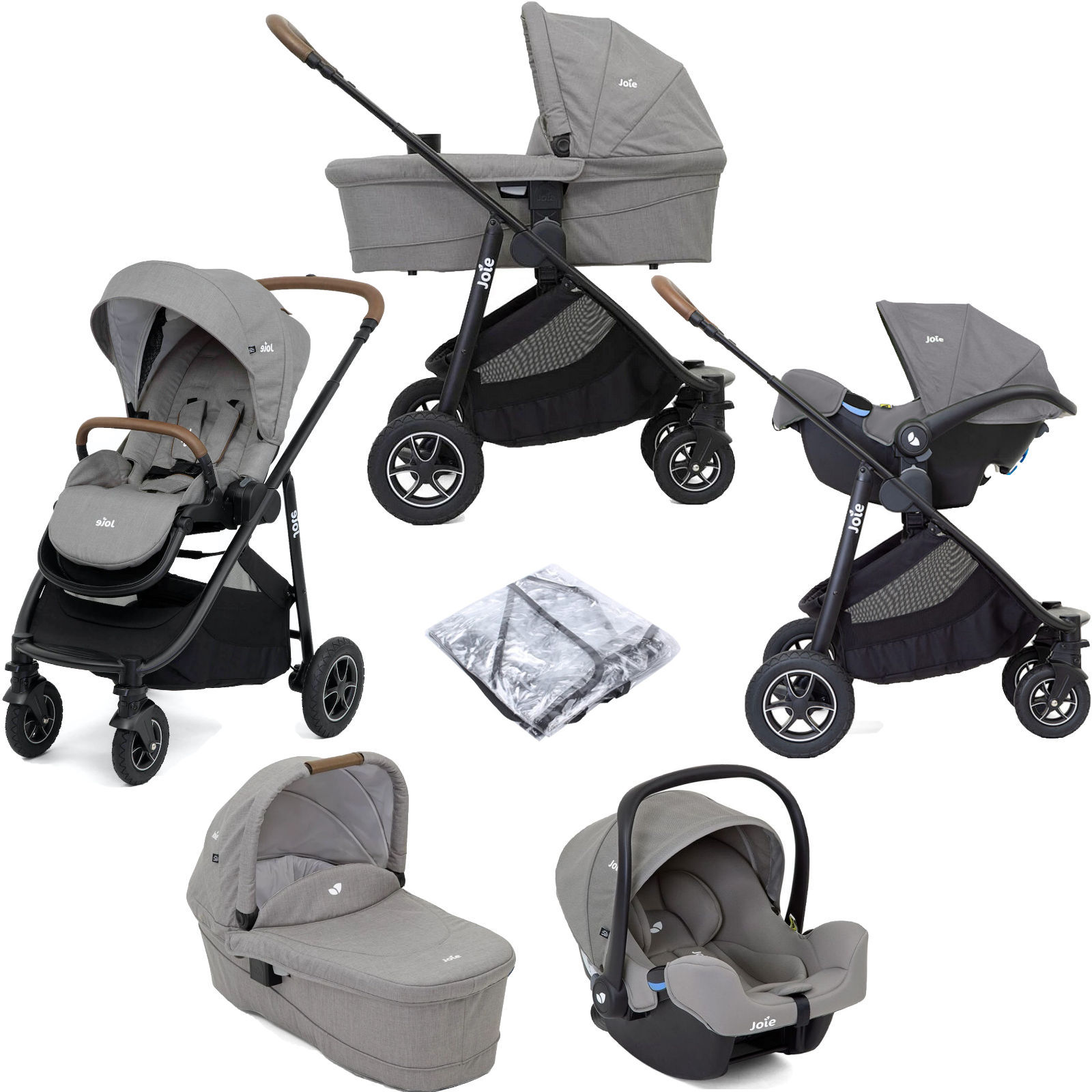 Joie Versatrax (i-Snug) Travel System with Carrycot - Grey Flannel