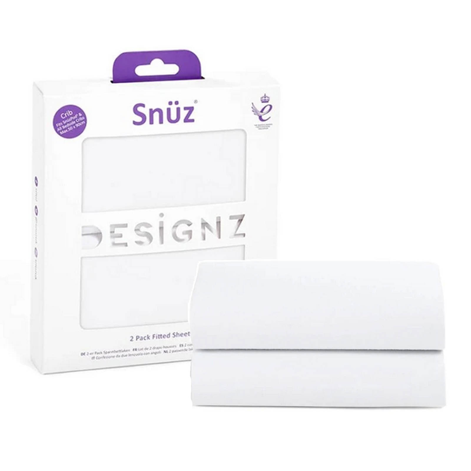 Snuz Crib Fitted Sheets (2 Pack) - White
