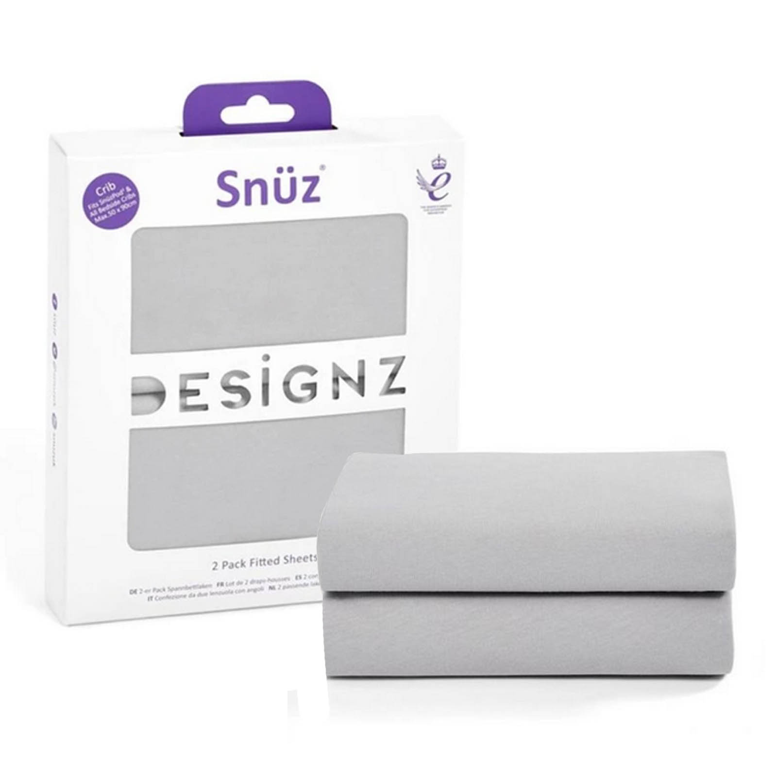Snuz Crib Fitted Sheets (2 Pack) - Grey