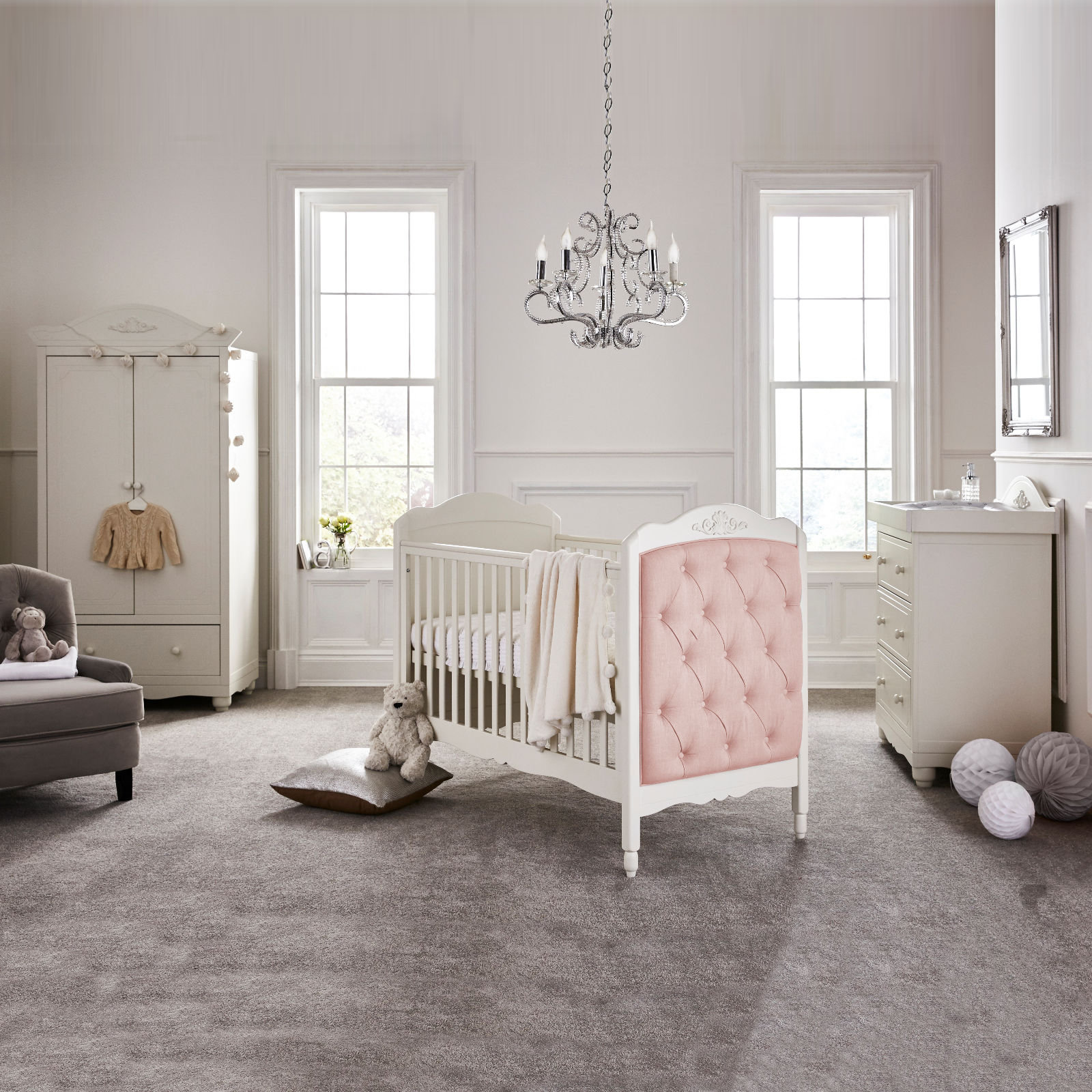 Mee-Go Epernay Cot Bed 4 Piece Nursery Furniture Set - Pink