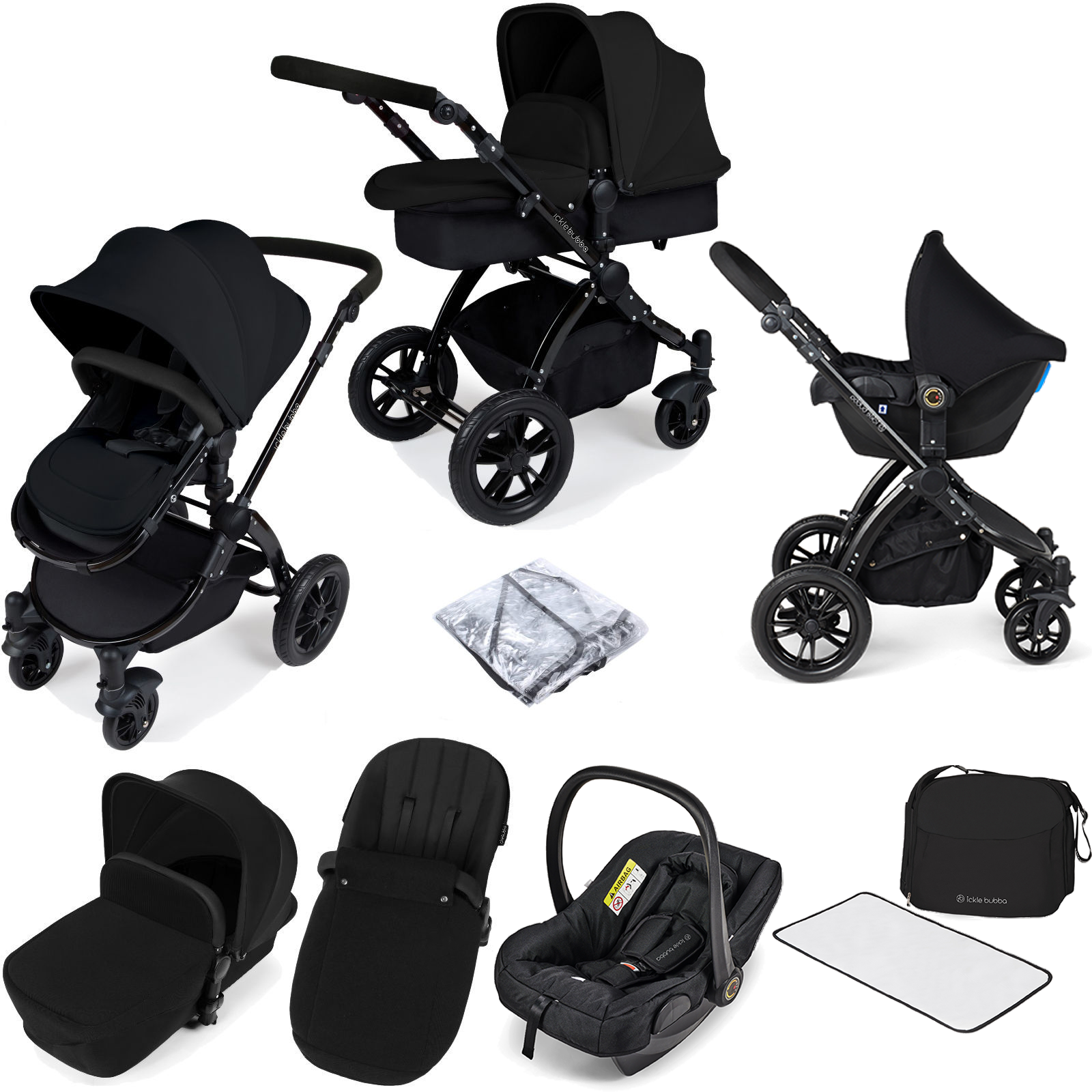 ickle bubba Stomp V2 (Black Frame) All In One (Astral) Travel System - Black