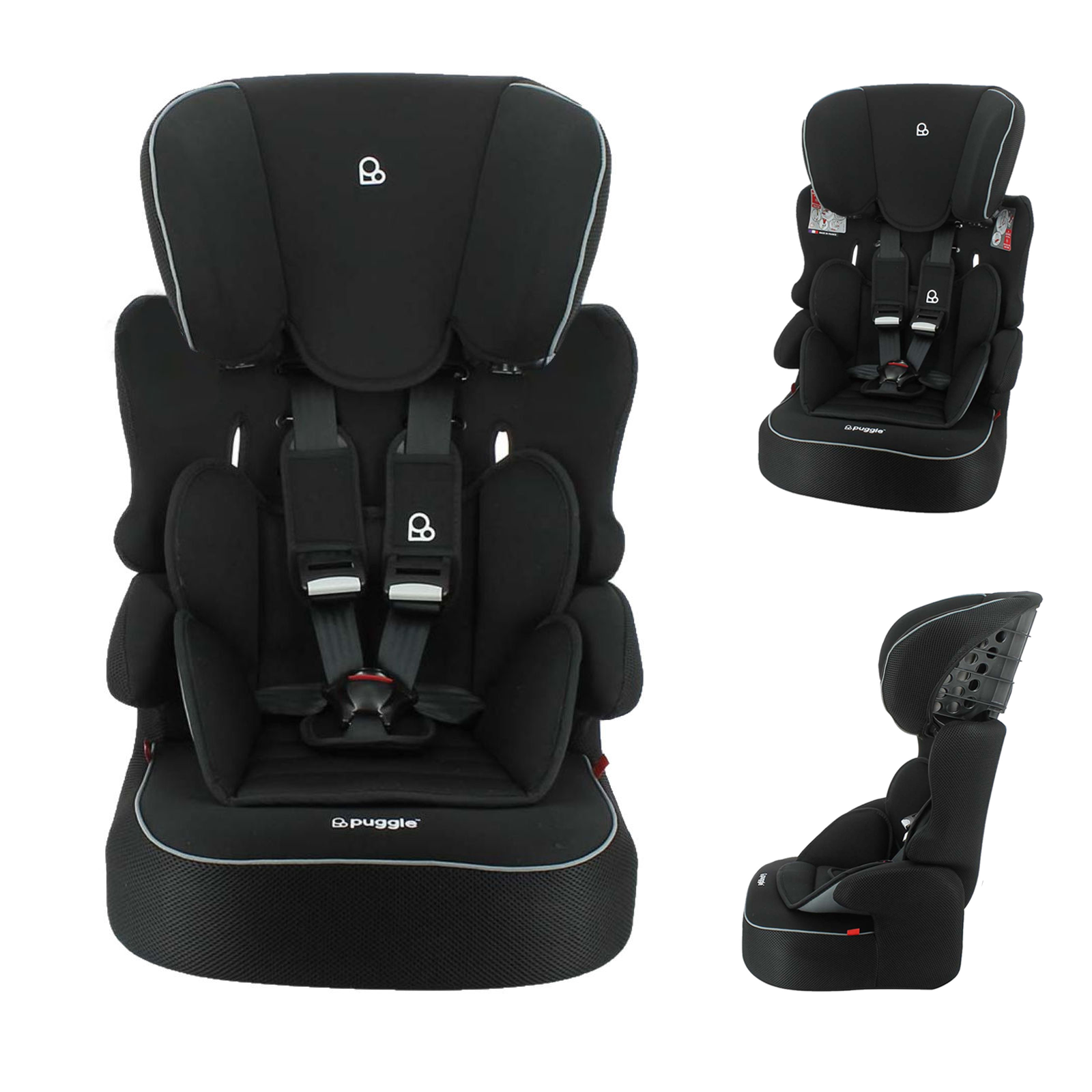 Puggle Linton Comfort Plus Luxe Group 1/2/3 Car Seat - Storm Black (9 Months-12 Years)