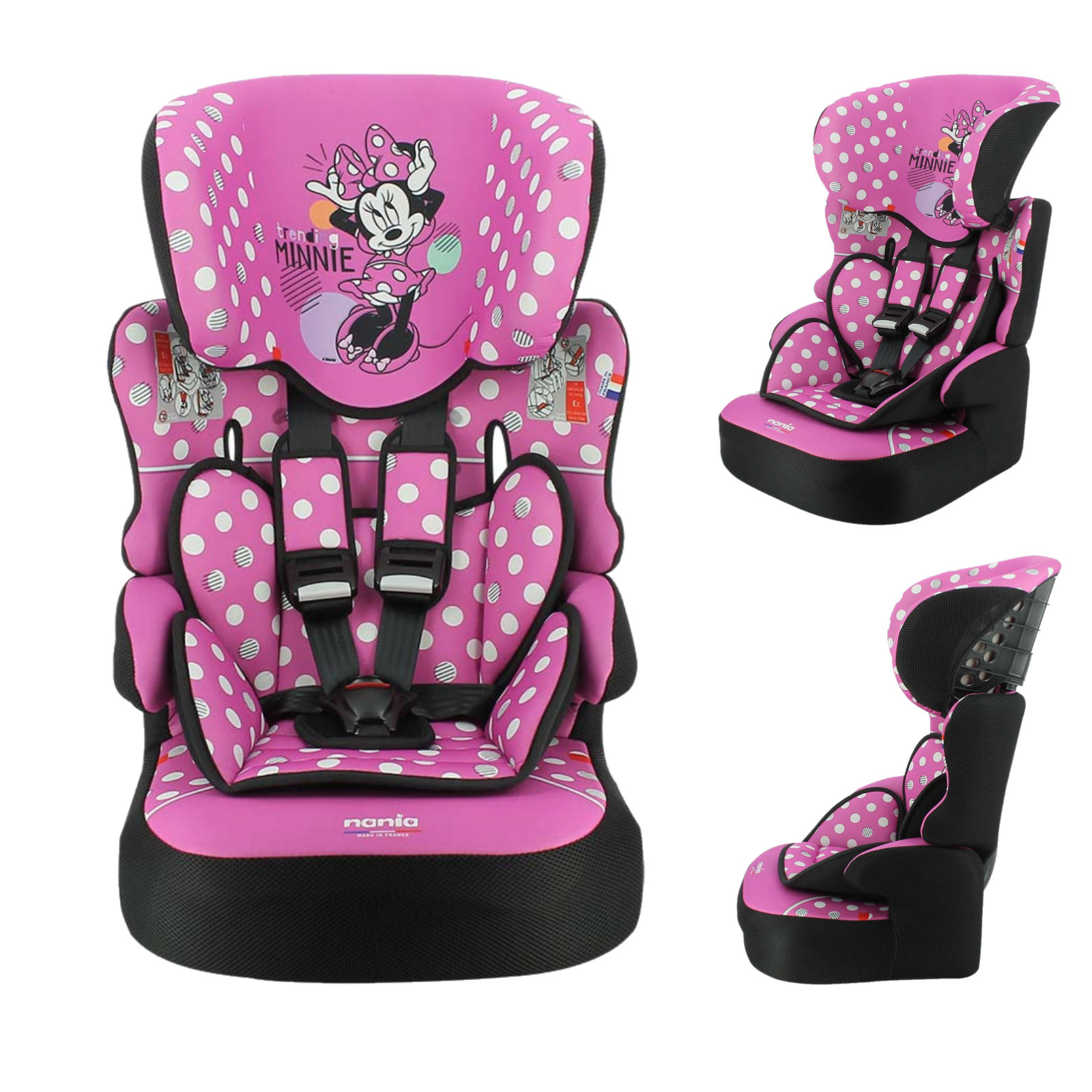Disney Minnie Mouse Linton Comfort Plus Luxe Group 1/2/3 Car Seat - Pink (9 Months-12 Years)