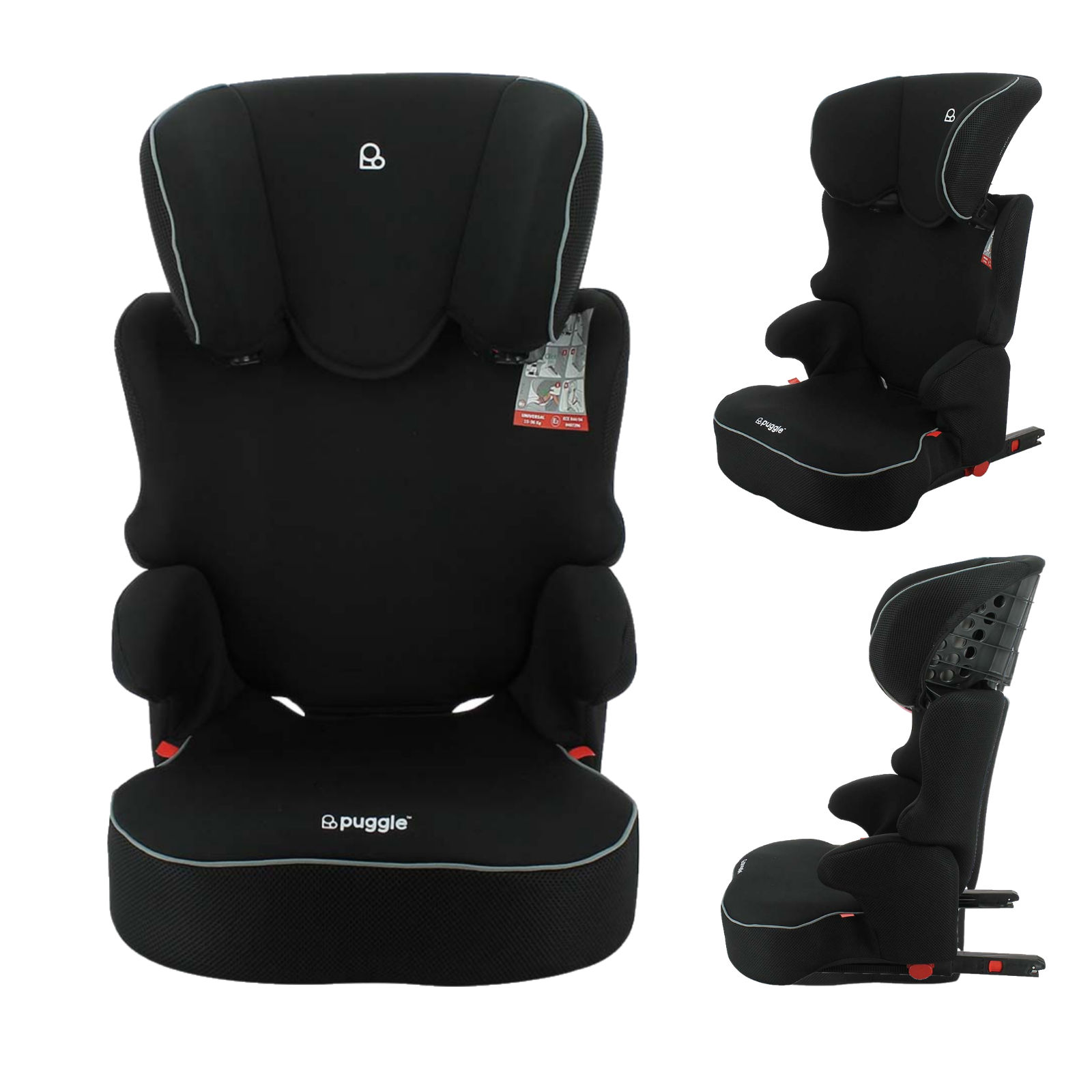 Puggle Elson Safety Plus Group 2/3 ISOFIX Car Seat - Storm Black (4-12 Years)