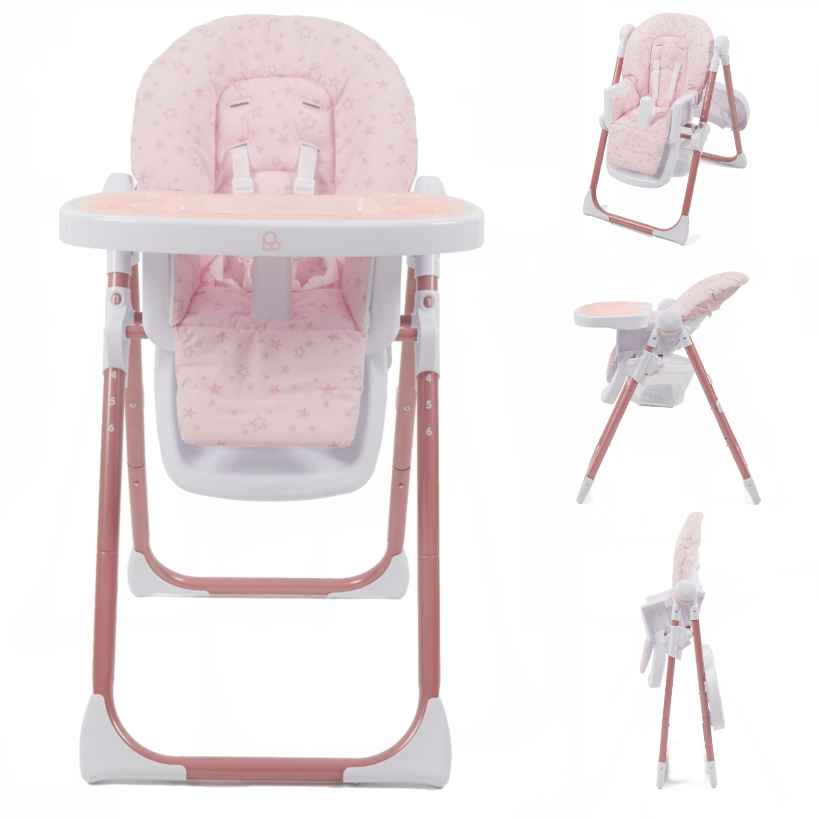 Puggle Yum Yum 6in1 Hi Lo Highchair - Blush Pink Scattered Stars