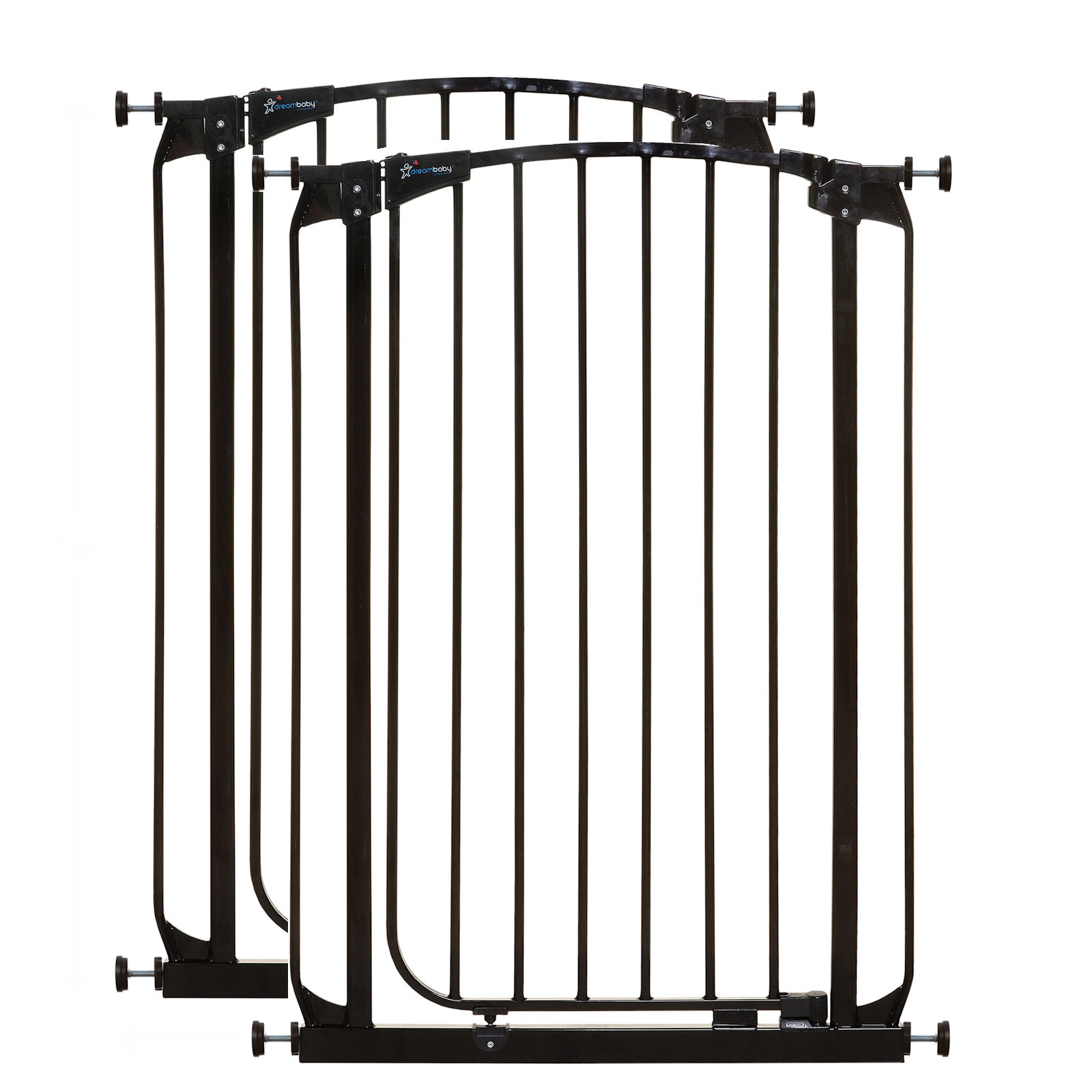 Dreambaby Chelsea Extra Tall Auto-Close Pressure Mounted Metal Safety Gate (Pack of 2) - Black (71-80cm)