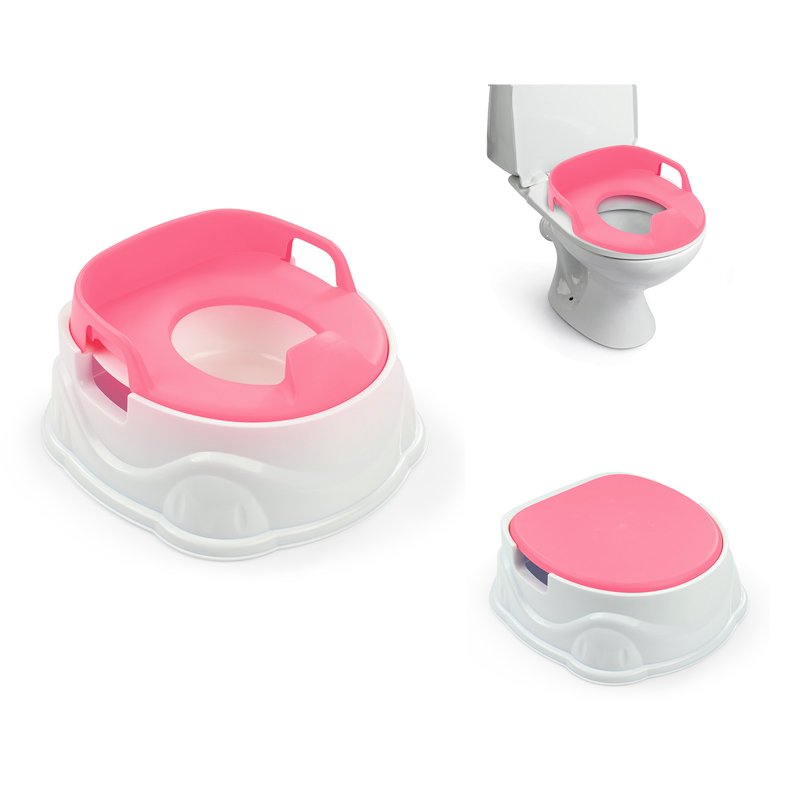 Kids 3 in 1 Potty, Toilet Seat and Step Stool - Pink