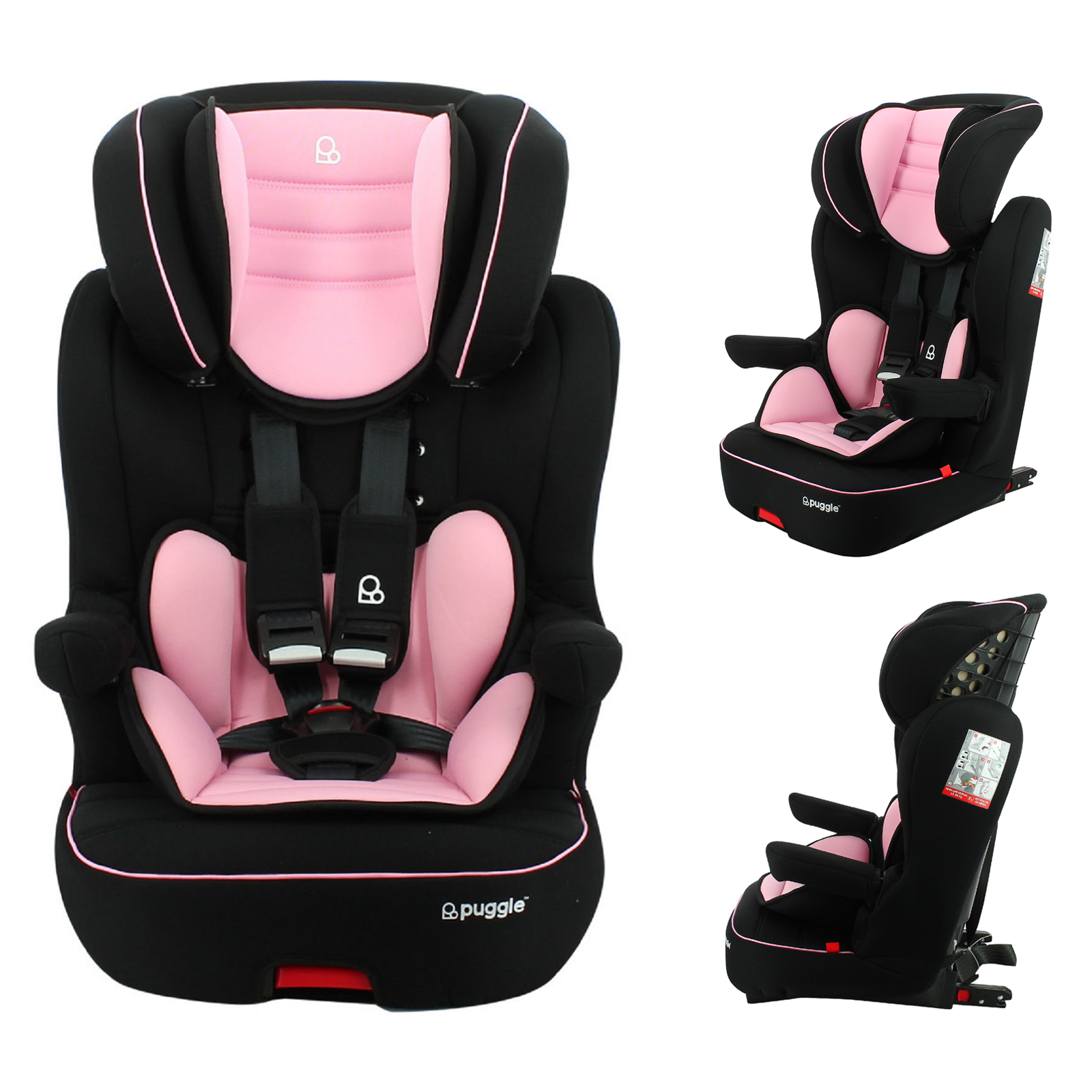 Puggle Kingston Safety Plus Luxe ISOFIX Group 1,2,3 Car Seat - Blush Pink