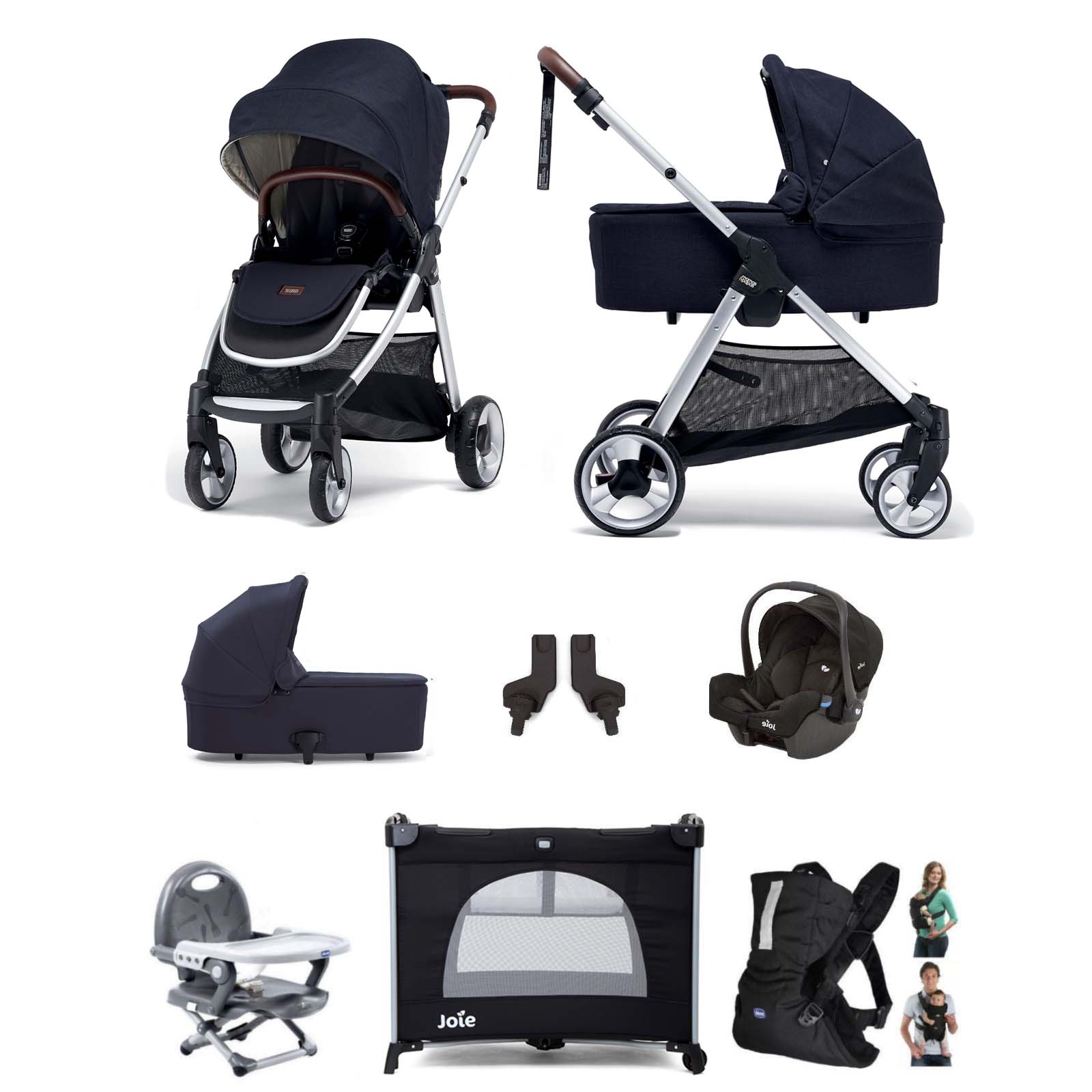 Mamas & Papas Flip XT2 (Gemm Car Seat) Everything You Need Travel System Bundle with Carrycot - Navy