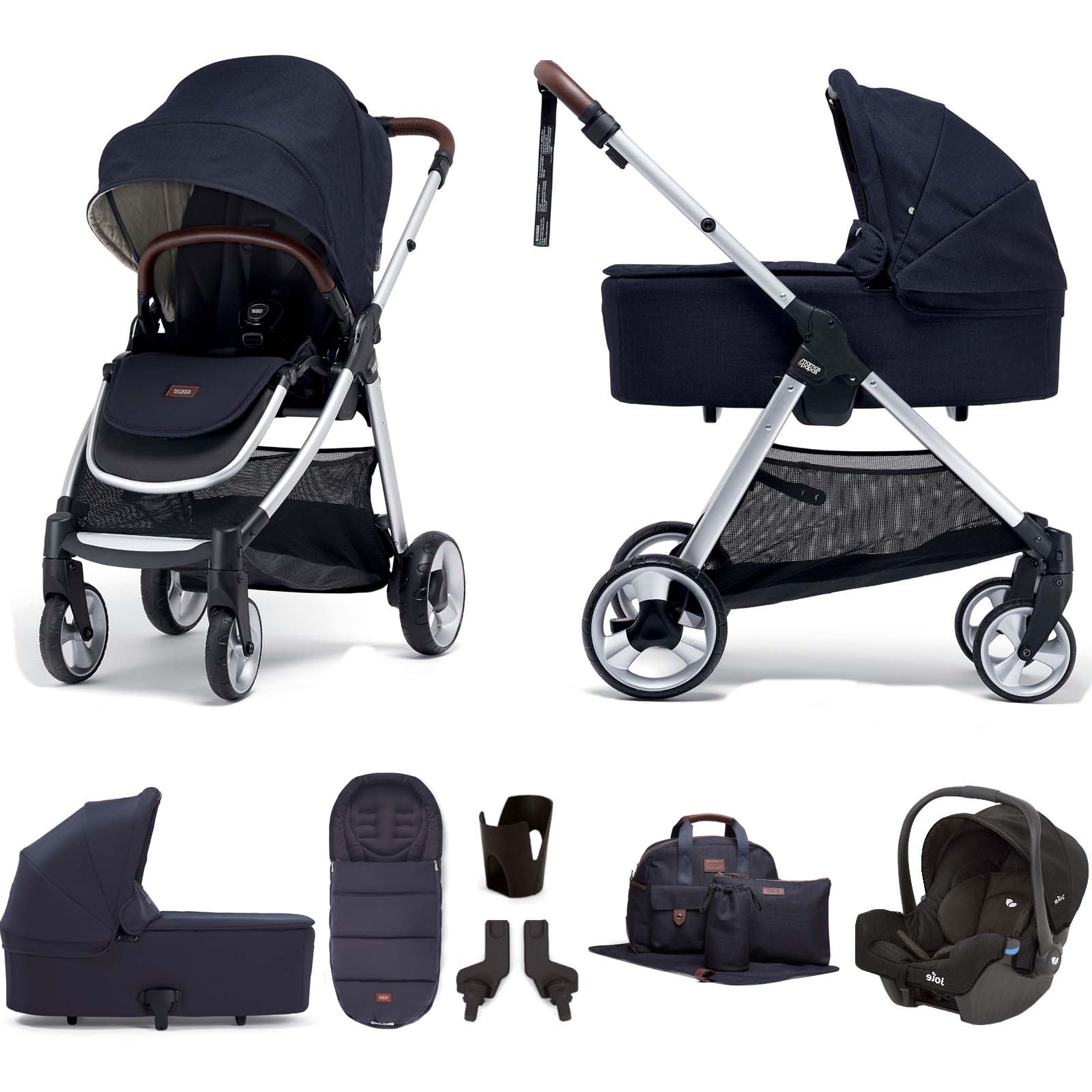 Mamas & Papas Flip XT2 7pc Essentials (Gemm Car Seat) Travel System with Carrycot - Navy