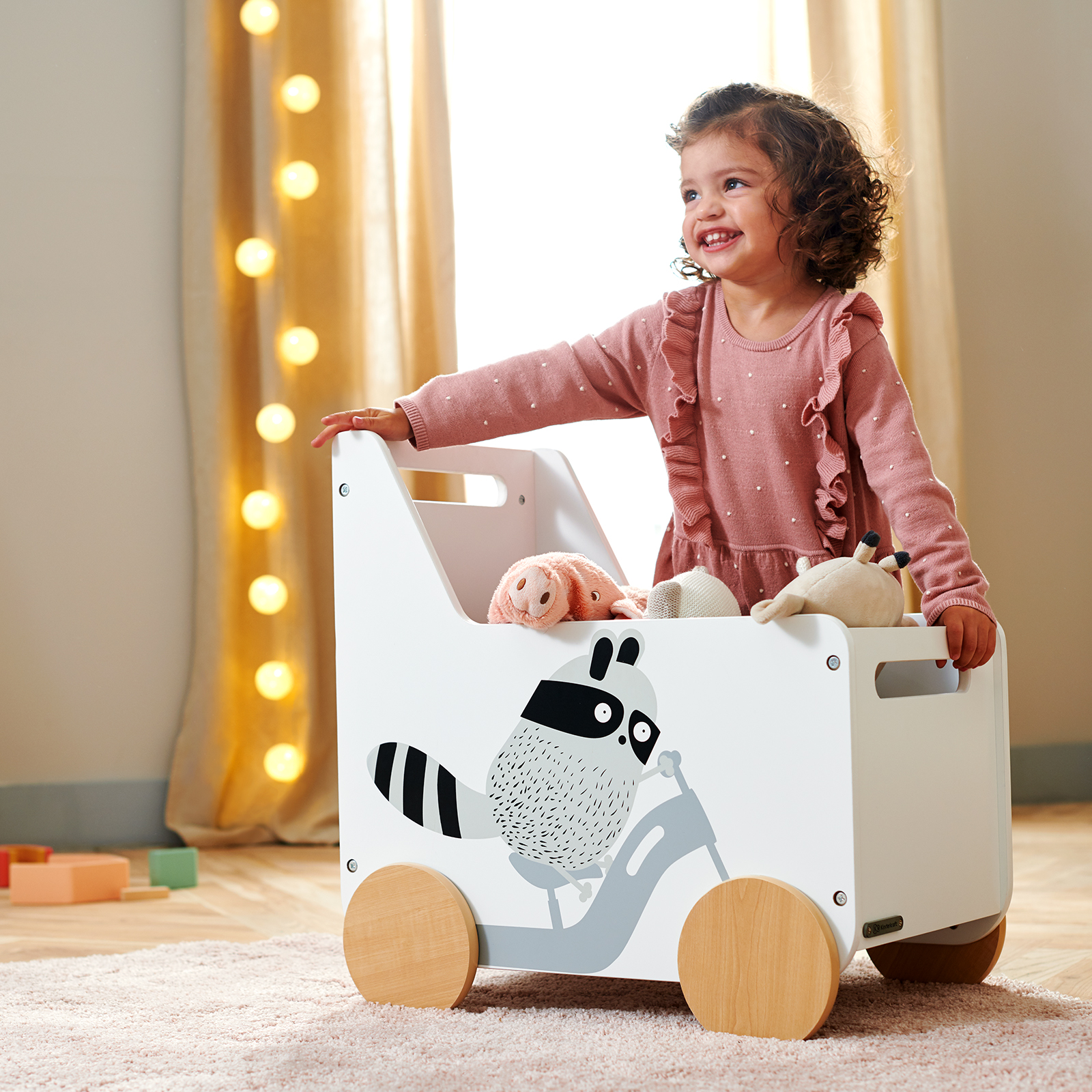 Kinderkraft Racoon Childrens' Eco Friendly Wooden Toy Box