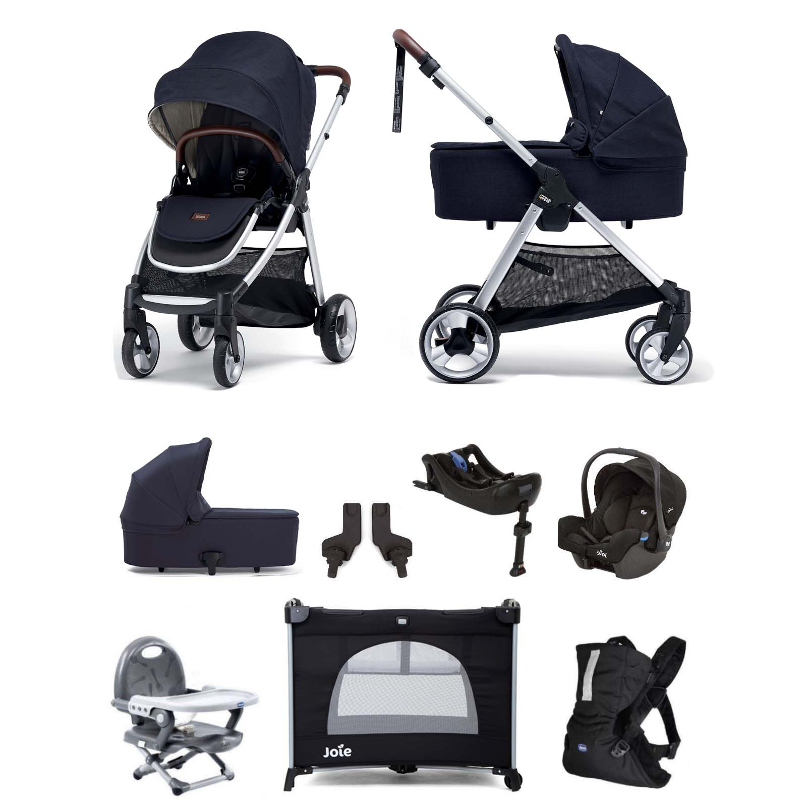 Mamas & Papas Flip XT2 (Gemm Car Seat) Everthing You Need Travel System Bundle with Carrycot & ISOFIX Base - Navy