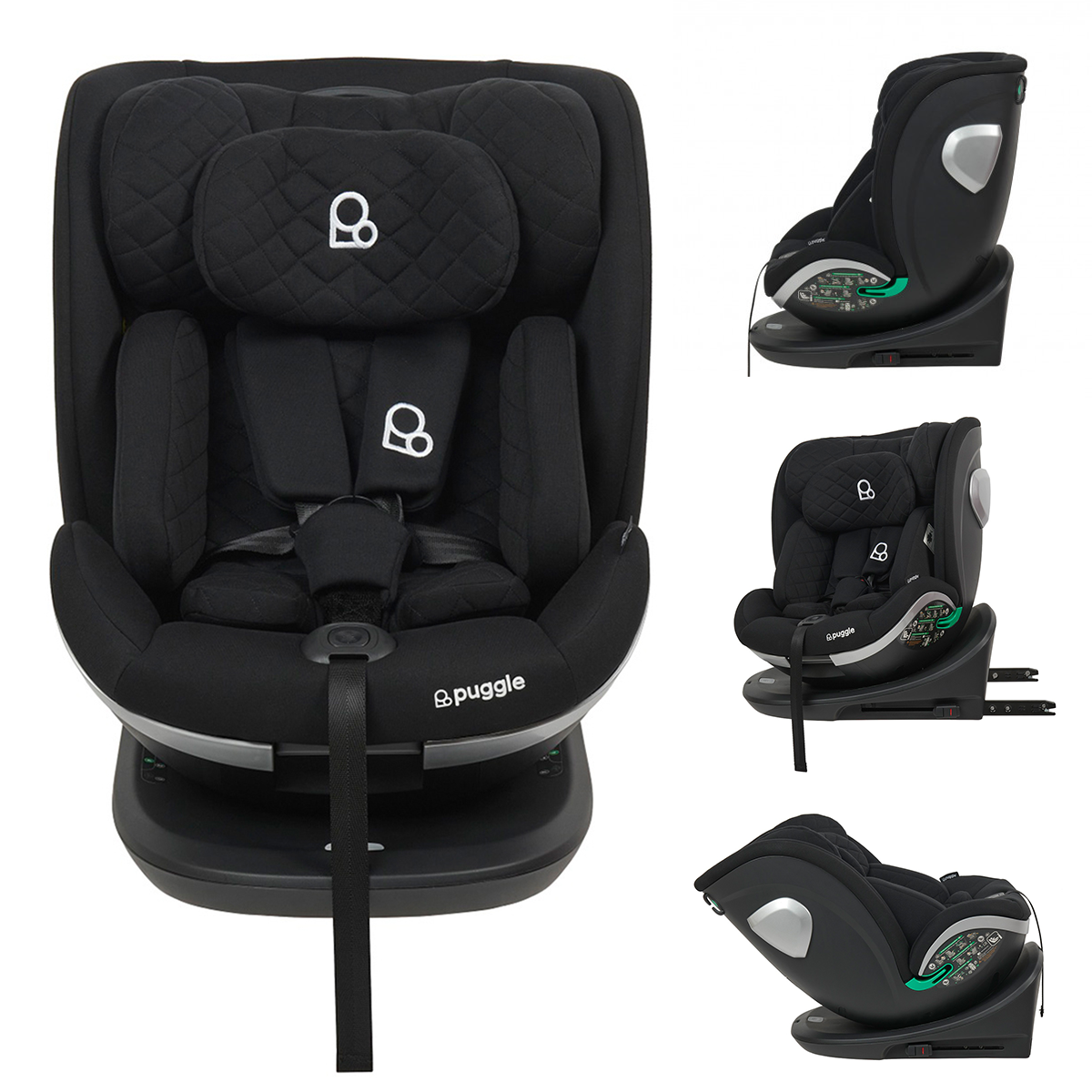 Puggle i-Size Safe Max Luxe Group 0+123 360° Rotate Car Seat - Storm Black