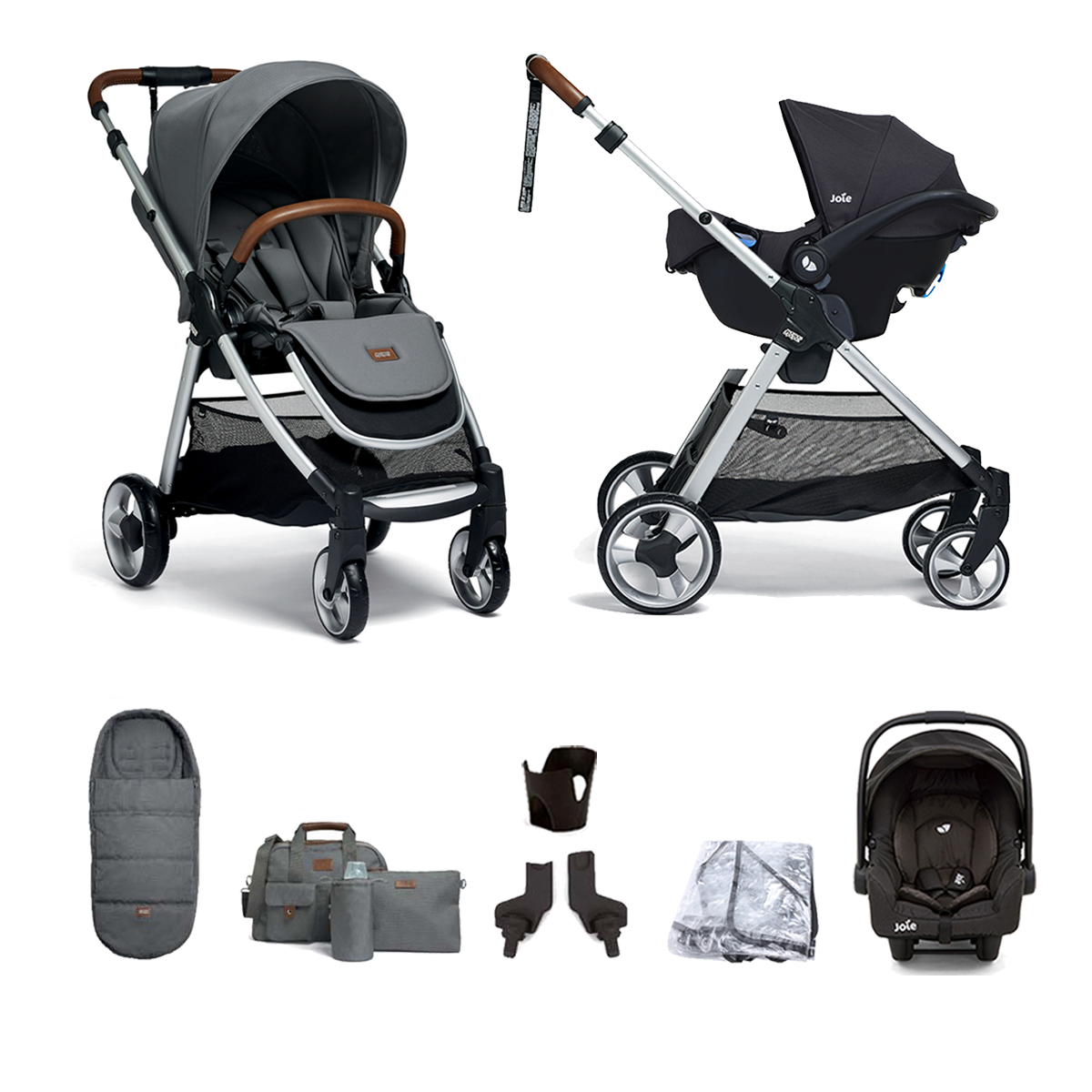 Mamas & Papas Flip XT2 7pc Essentials (Gemm Car Seat) Travel System  - Fossil Grey