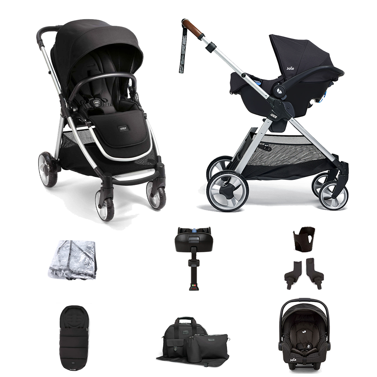 Mamas & Papas Flip XT2 8pc Essentials (Gemm Car Seat) Travel System with & ISOFIX Base  - Black