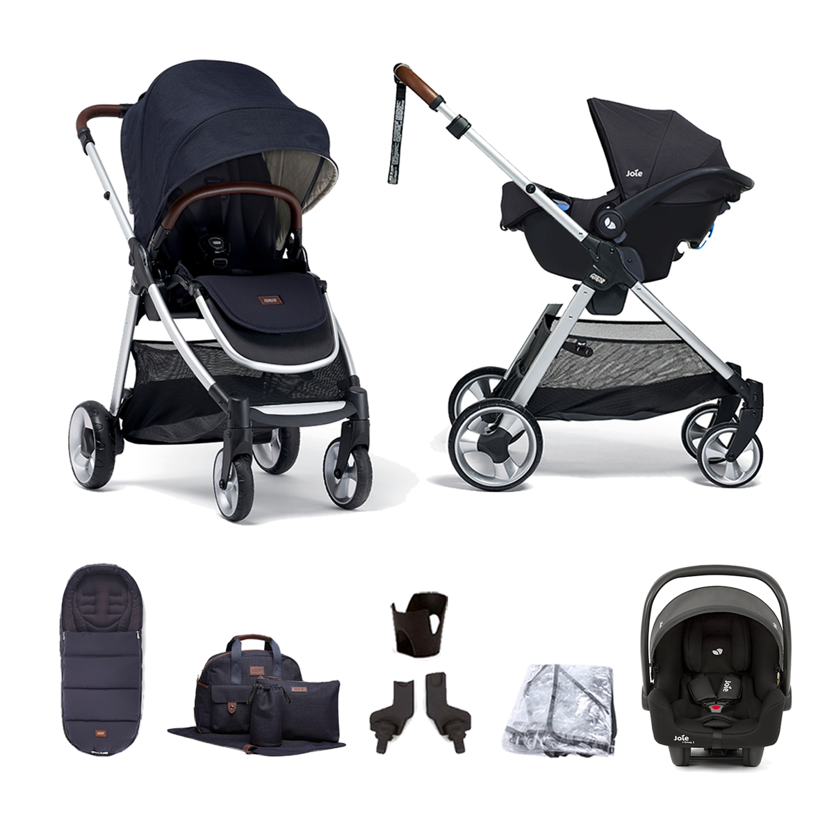 Mamas & Papas Flip XT2 7pc Essentials (i-Snug 2 Car Seat) Travel System  - Navy