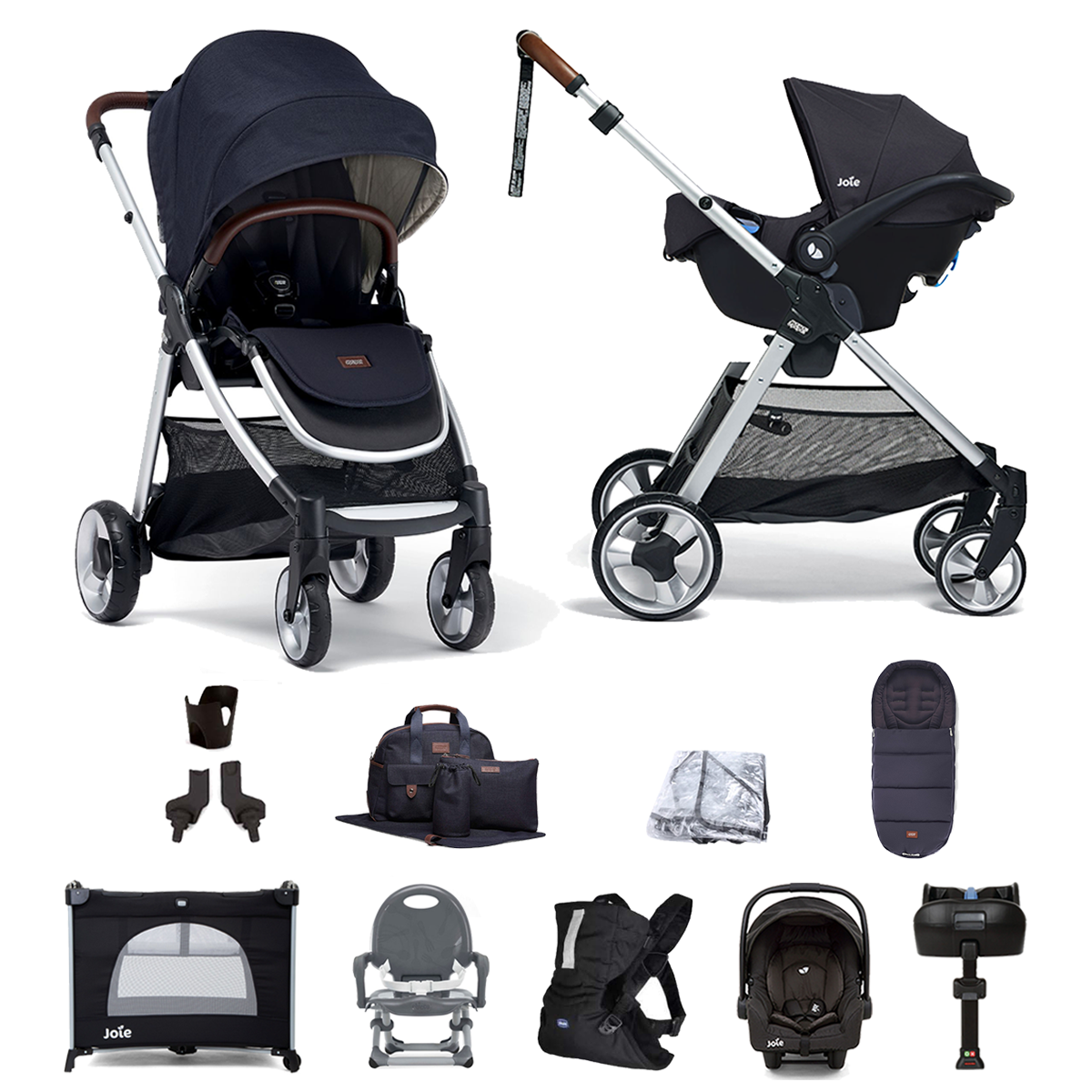 Mamas & Papas Flip XT2 11pc Essentials (Gemm Car Seat) Everything You Need Travel System Bundle with ISOFIX Base  - Navy