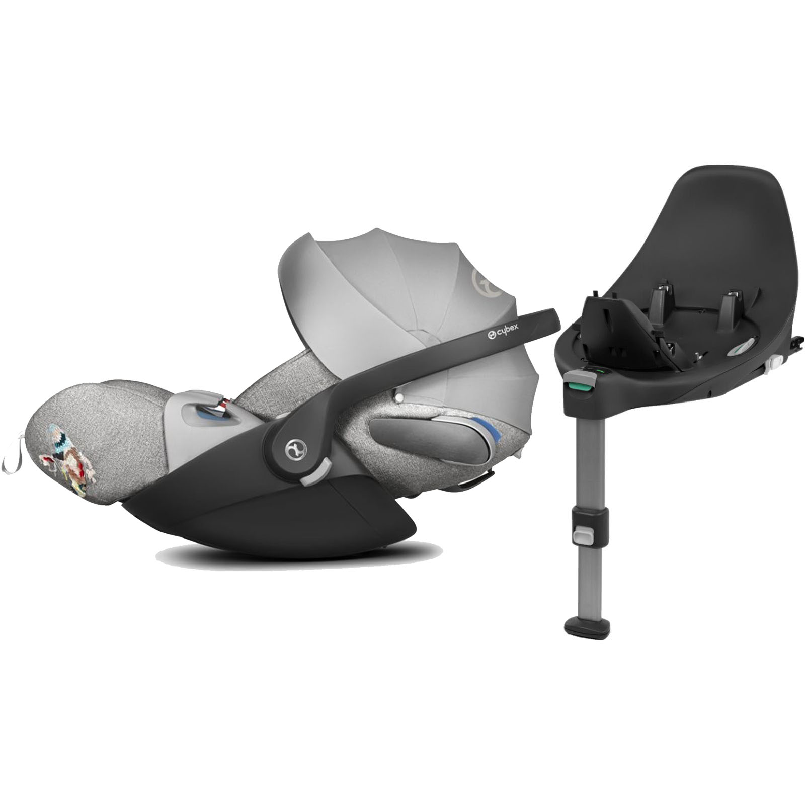 Cybex Cloud Z i-Size Lie-Flat Infant Car Seat with ISOFIX Base - Koi Fashion Edition Grey