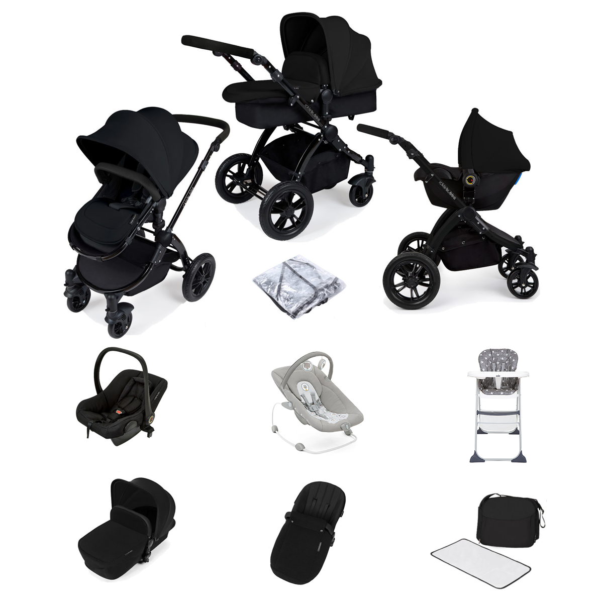 Ickle Bubba Stomp V2 (Black Frame) All In One (Astral) 9 Piece Travel System Bundle- Black