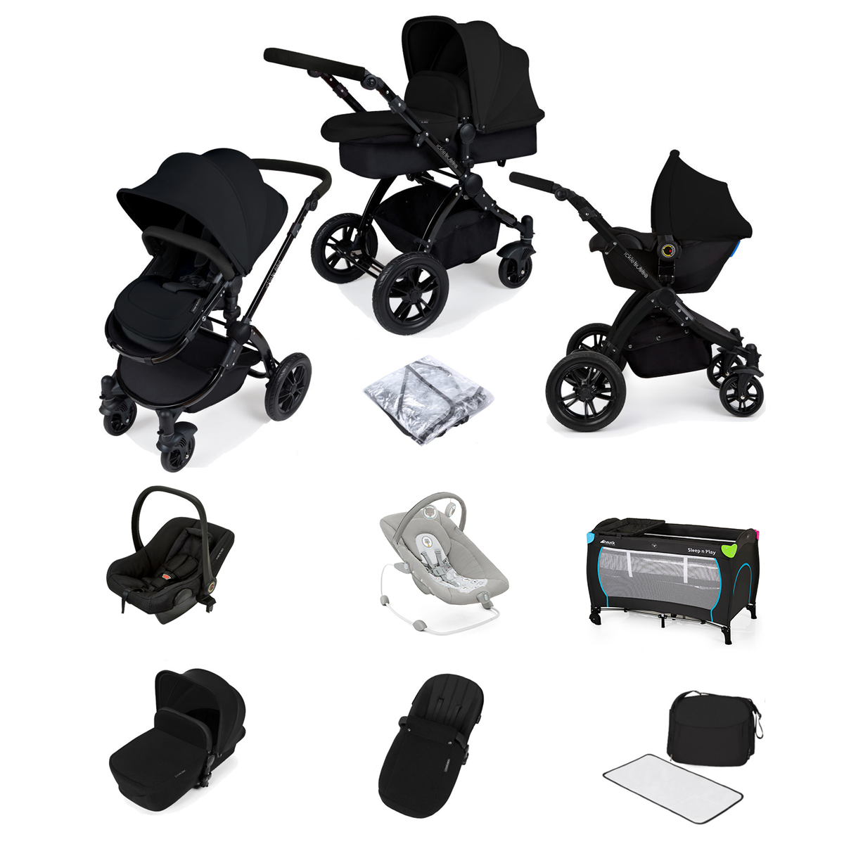 Ickle Bubba Stomp V2 (Black Frame) All In One (Astral) 9 Piece Travel System Bundle- Black