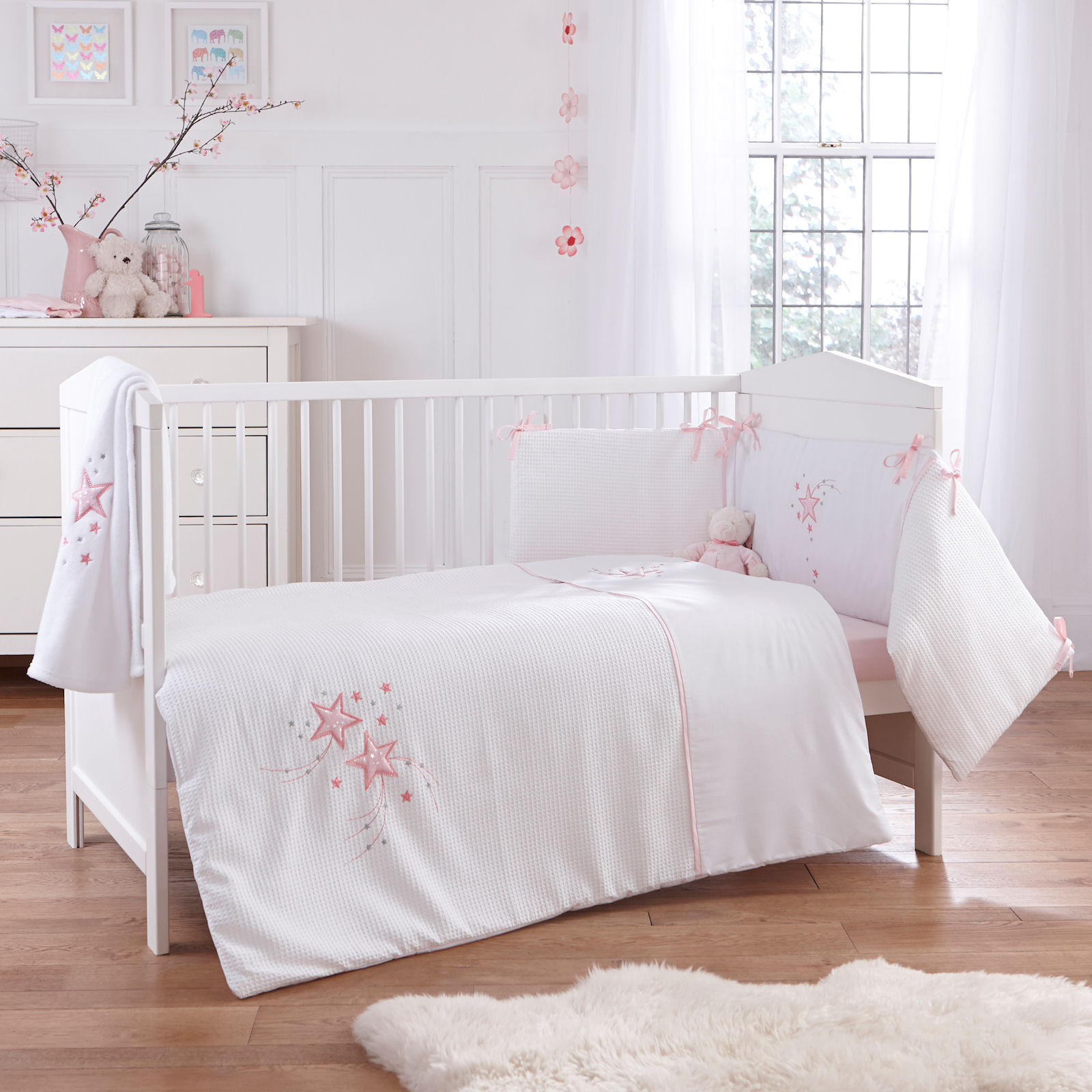 Clair De Lune Stardust 3 Piece Cot Cot Bed Bedding Bale Pink