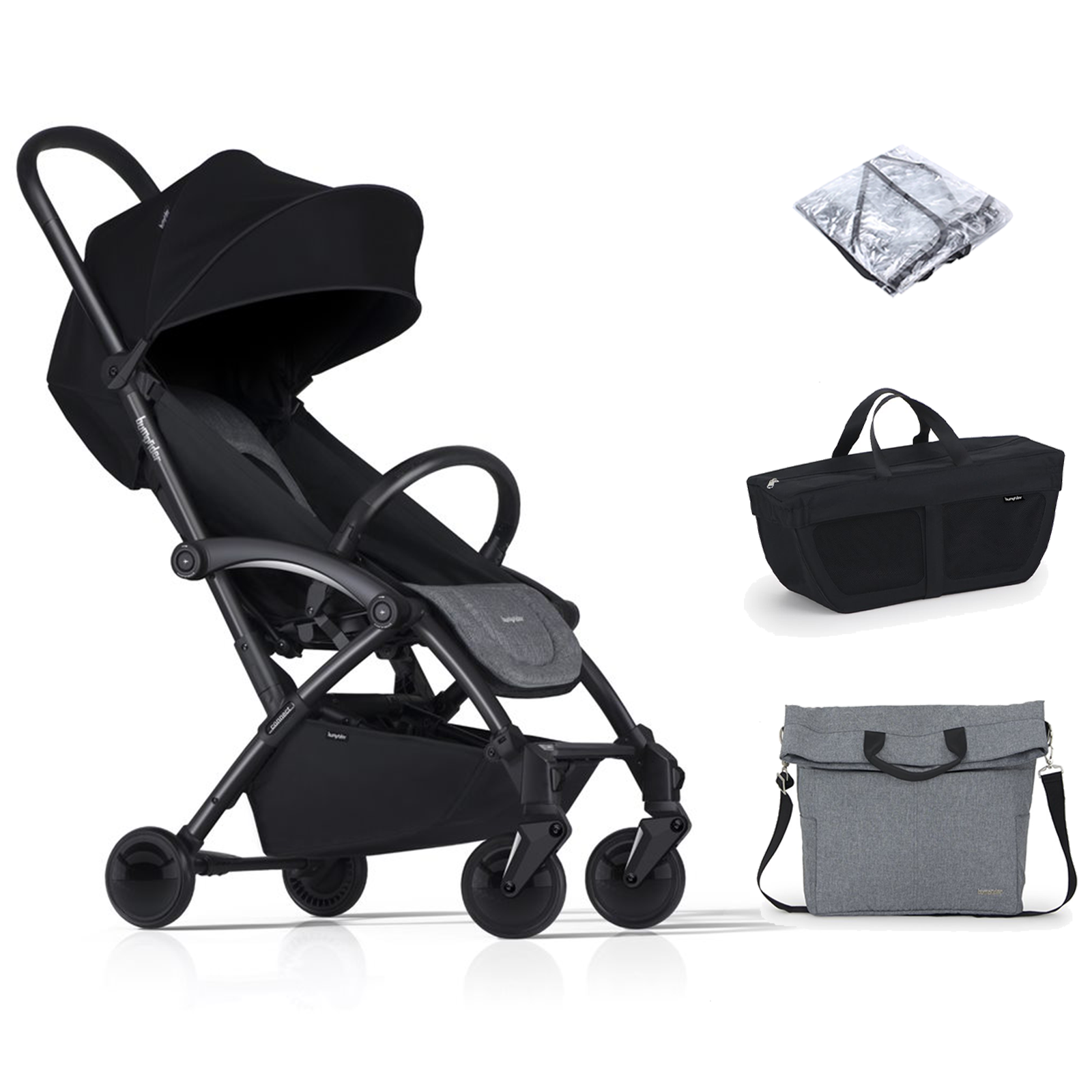 Bumprider Connect2 Stroller with Side Bag & Side Pack - Black & Grey