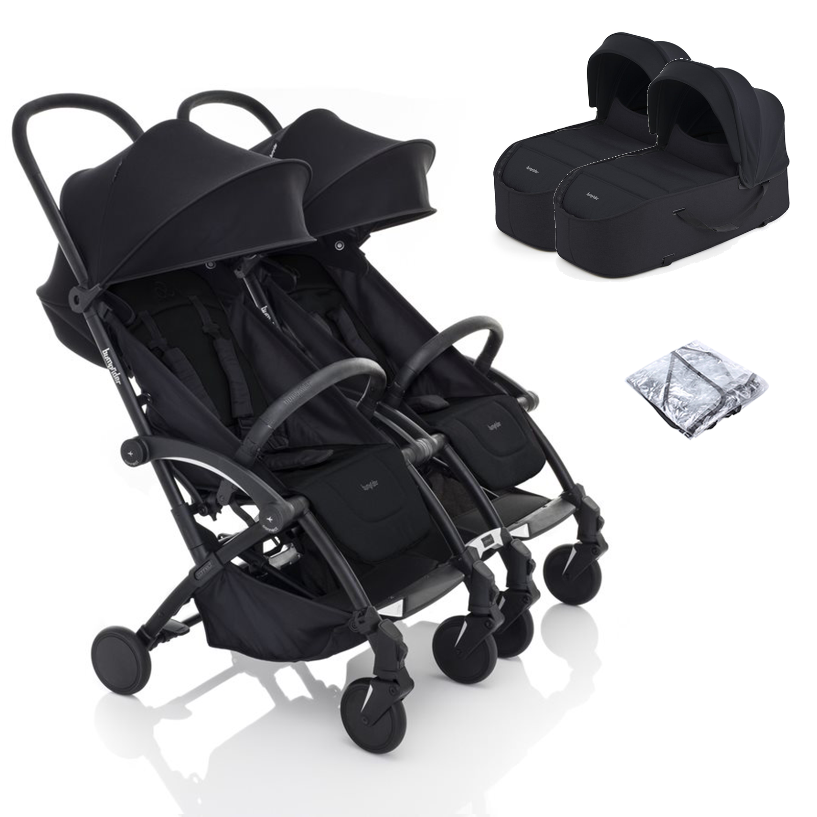 Bumprider Connect2 Double Stroller with Carrycot - Black