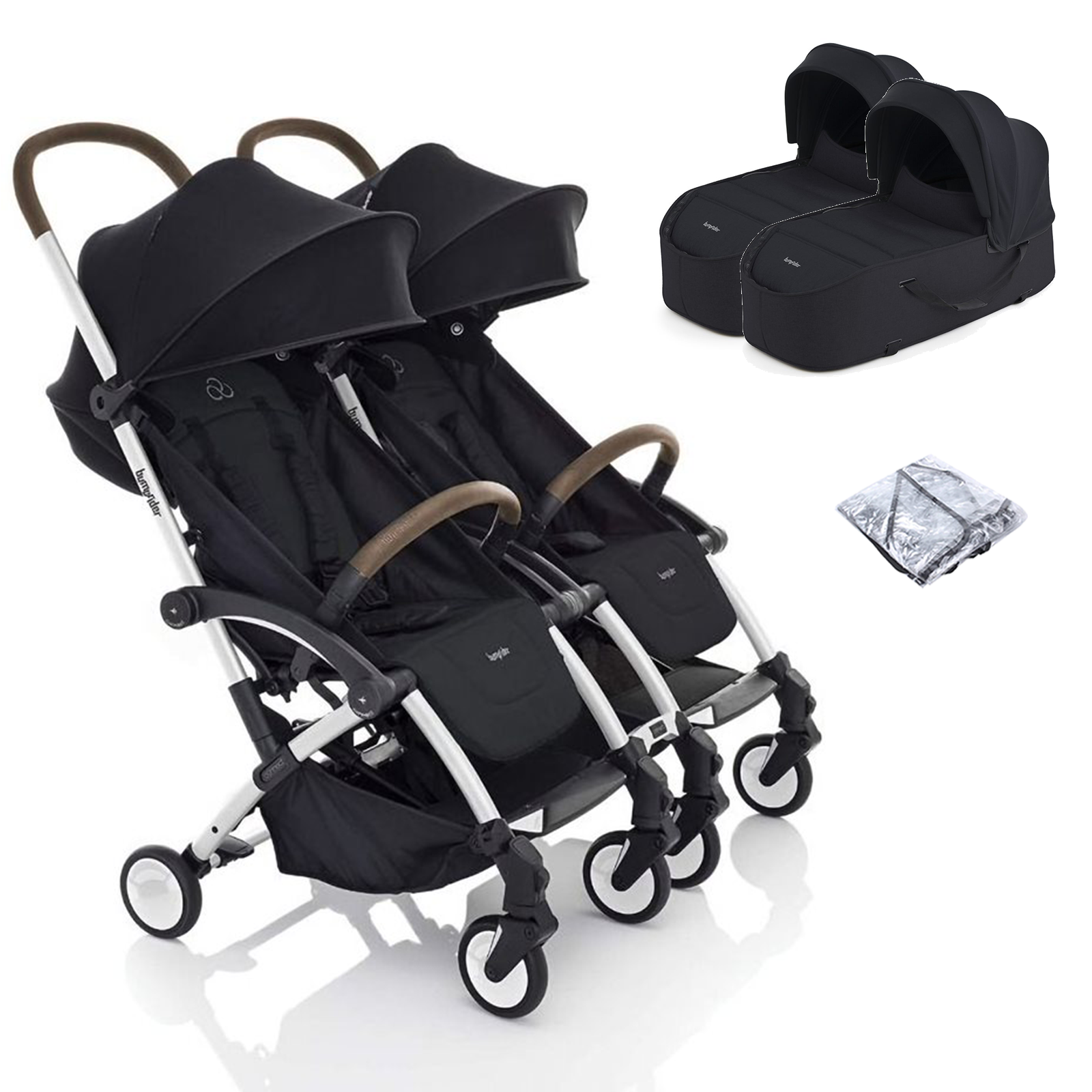 Bumprider Connect2 Double Stroller with Carrycot - White & Black