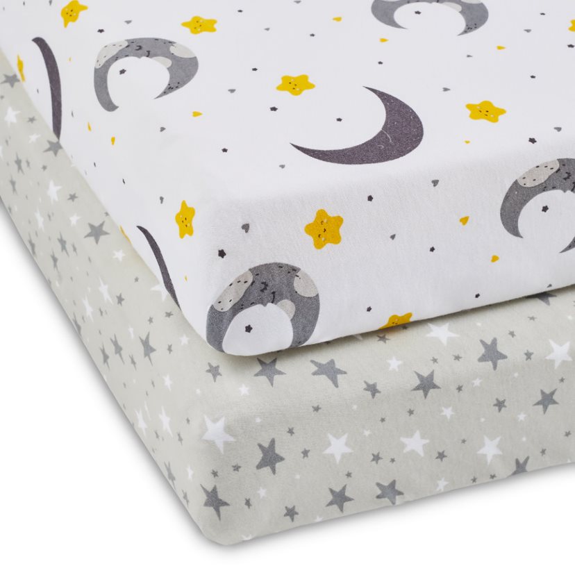 ickle bubba Cosmic Aura (2 Pack) Cot Bed Fitted Sheets - Grey