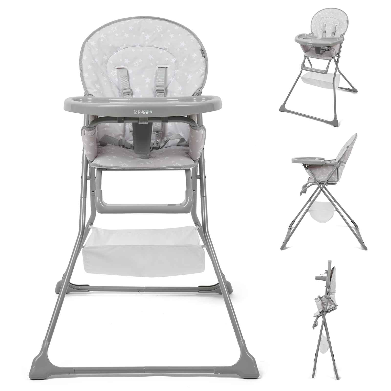 Puggle Dine & Go Luxe Baby Highchair - Scattered Stars Grey