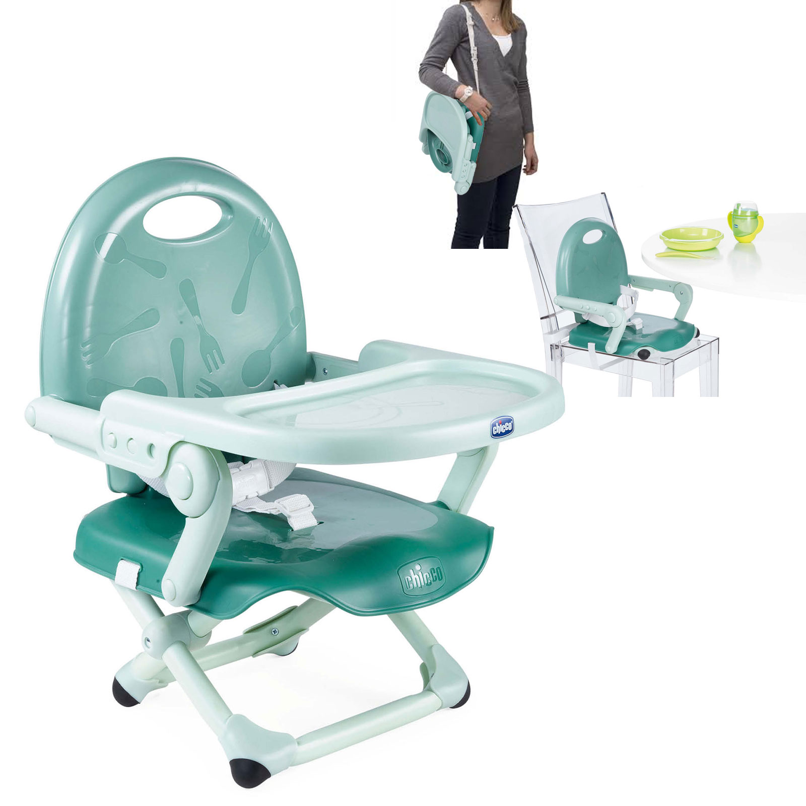 Chicco Pocket Snack Portable Highchair Booster Seat - Sage Green