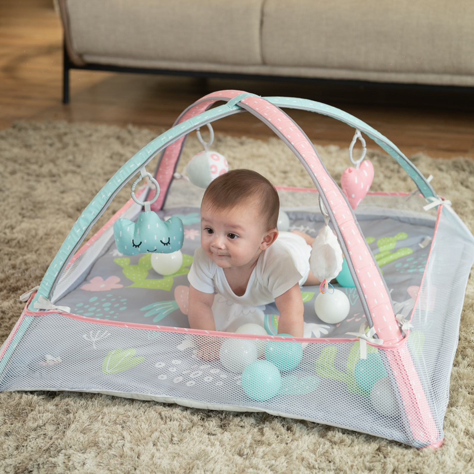 Ladida 2in1 Activity Baby Playmat Gym and Ball Pit (From Birth to 6 Months) - Grey