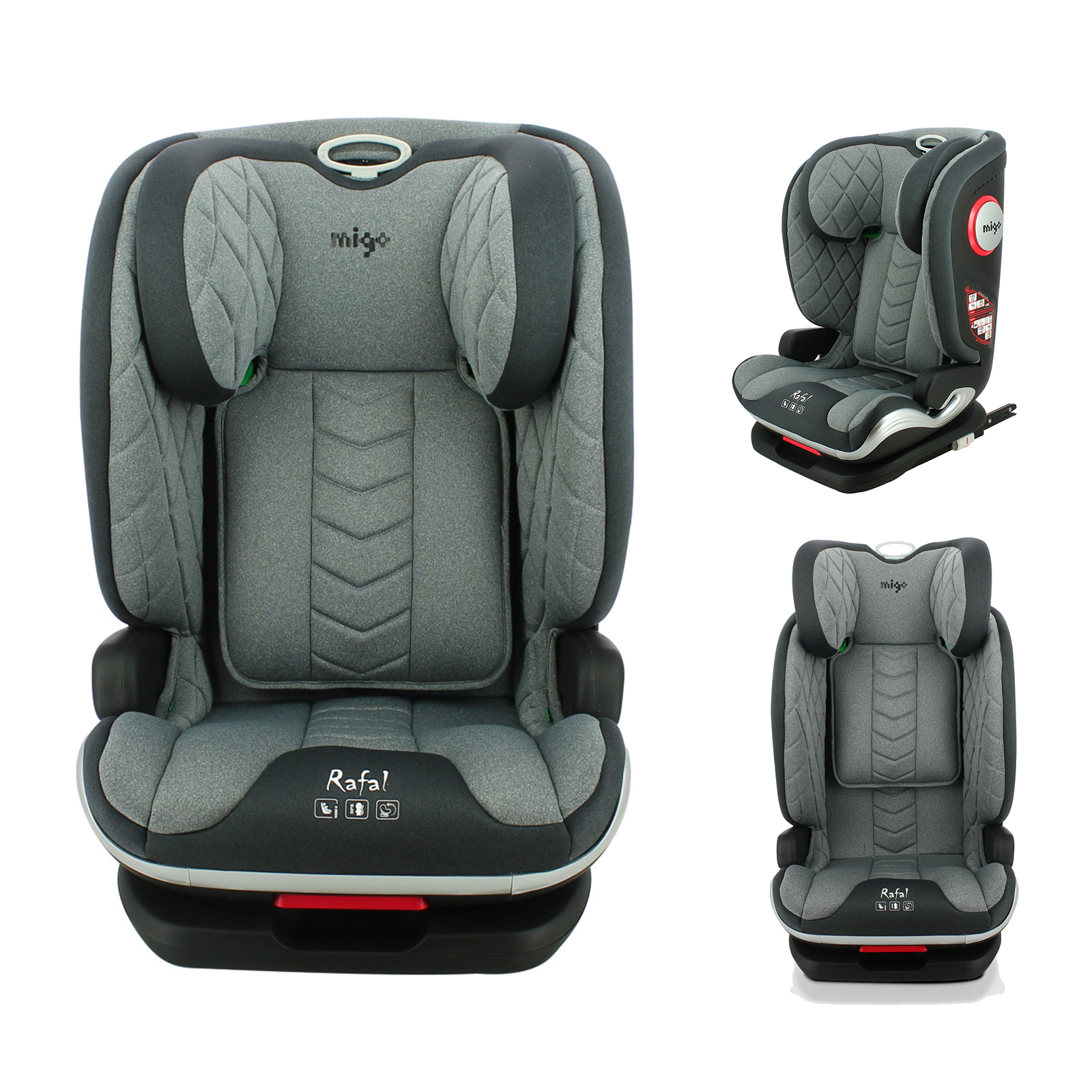 Migo Rafal Luxury i-Size Group 1,2,3 Car Seat Extra Side Impact Protection - Grey