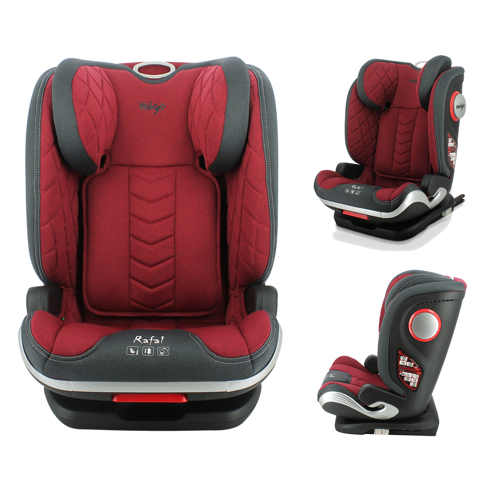 Migo Rafal Luxury i-Size Group 1,2,3 Car Seat Extra Side Impact Protection - Red