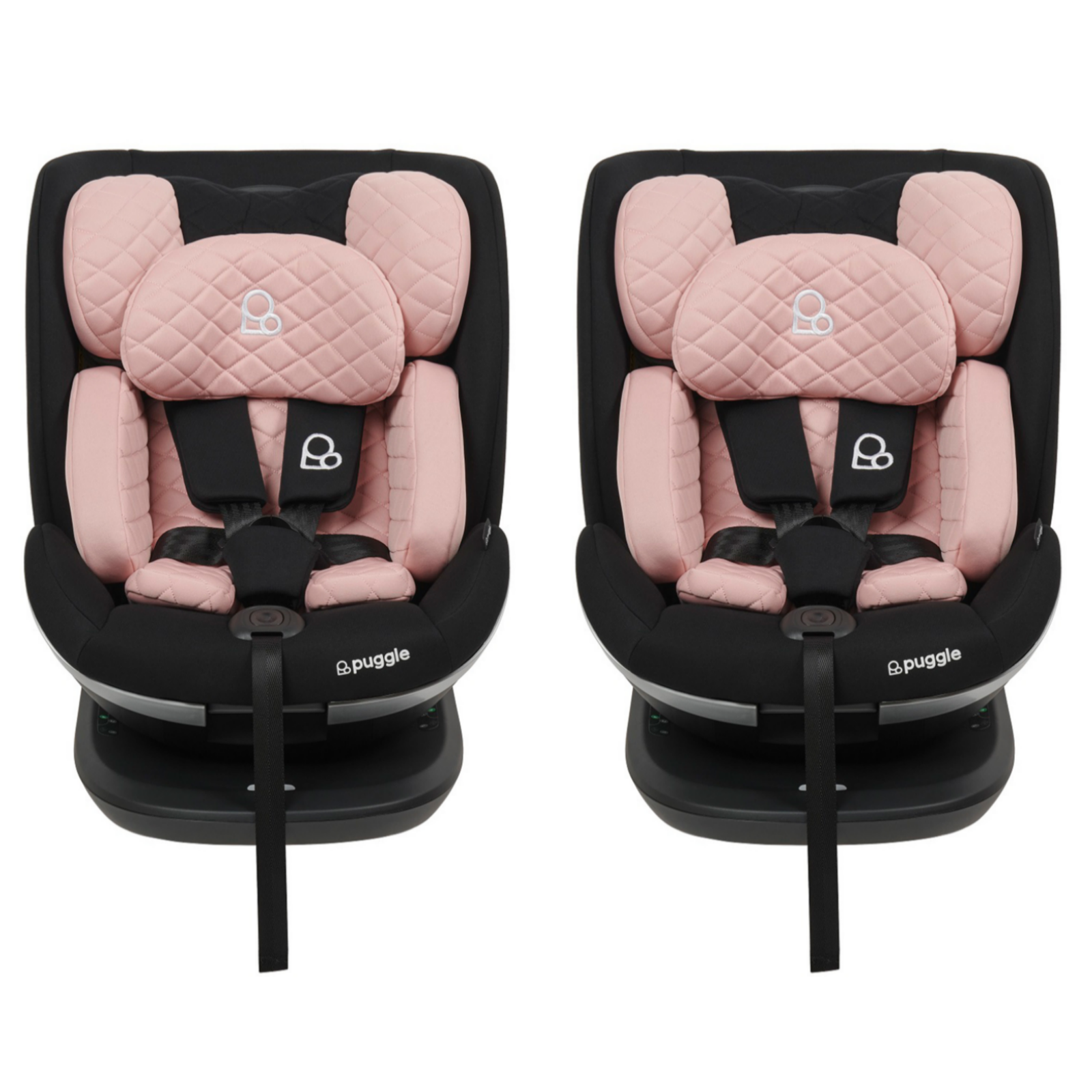 Puggle i-Size Safe Max Luxe Group 0+123 360° Rotate Car Seat (2 Pack) - Blush Pink